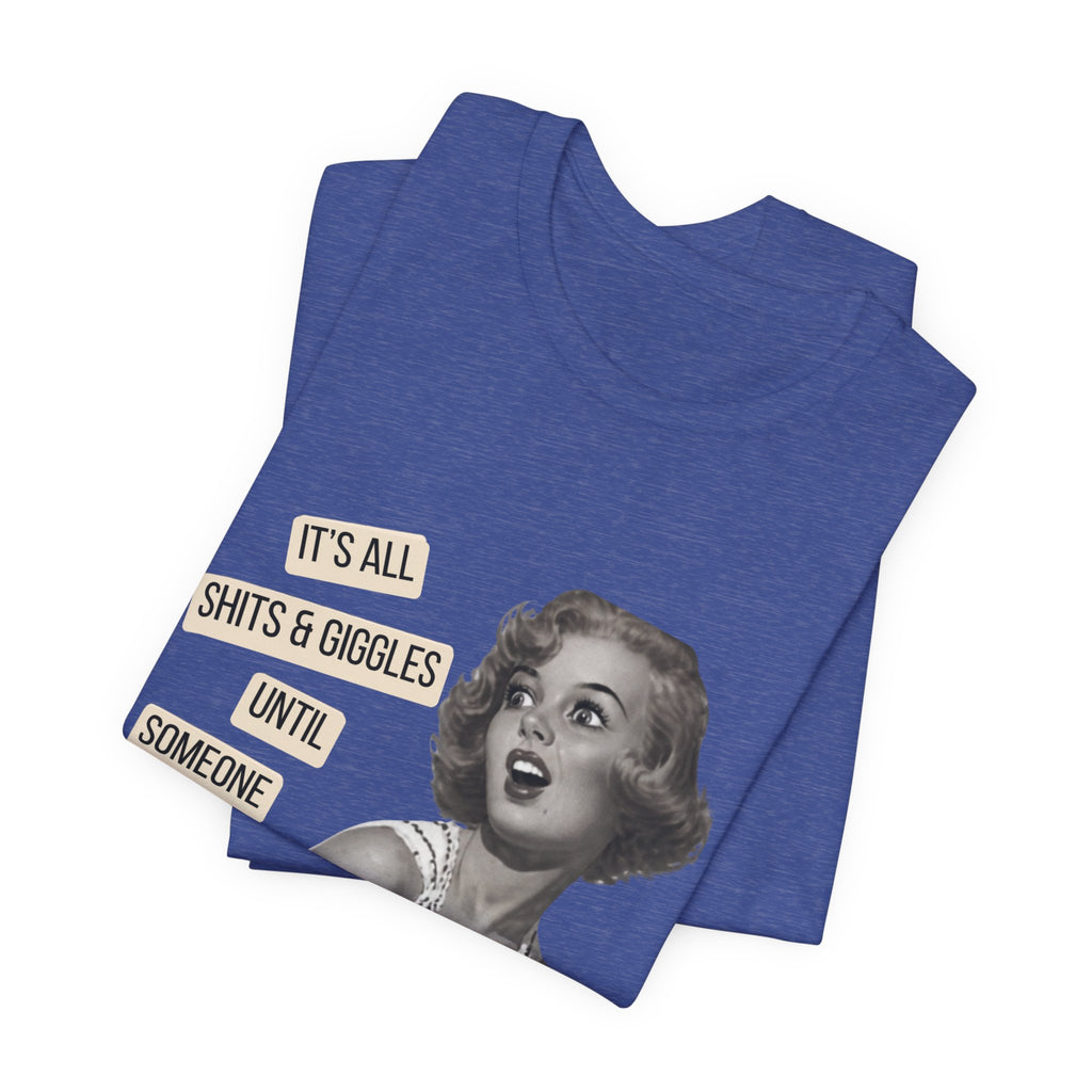 Graphic Tee — Retro Pin-Up 'It's All Shits & Giggles' Funny Vintage Shirt
