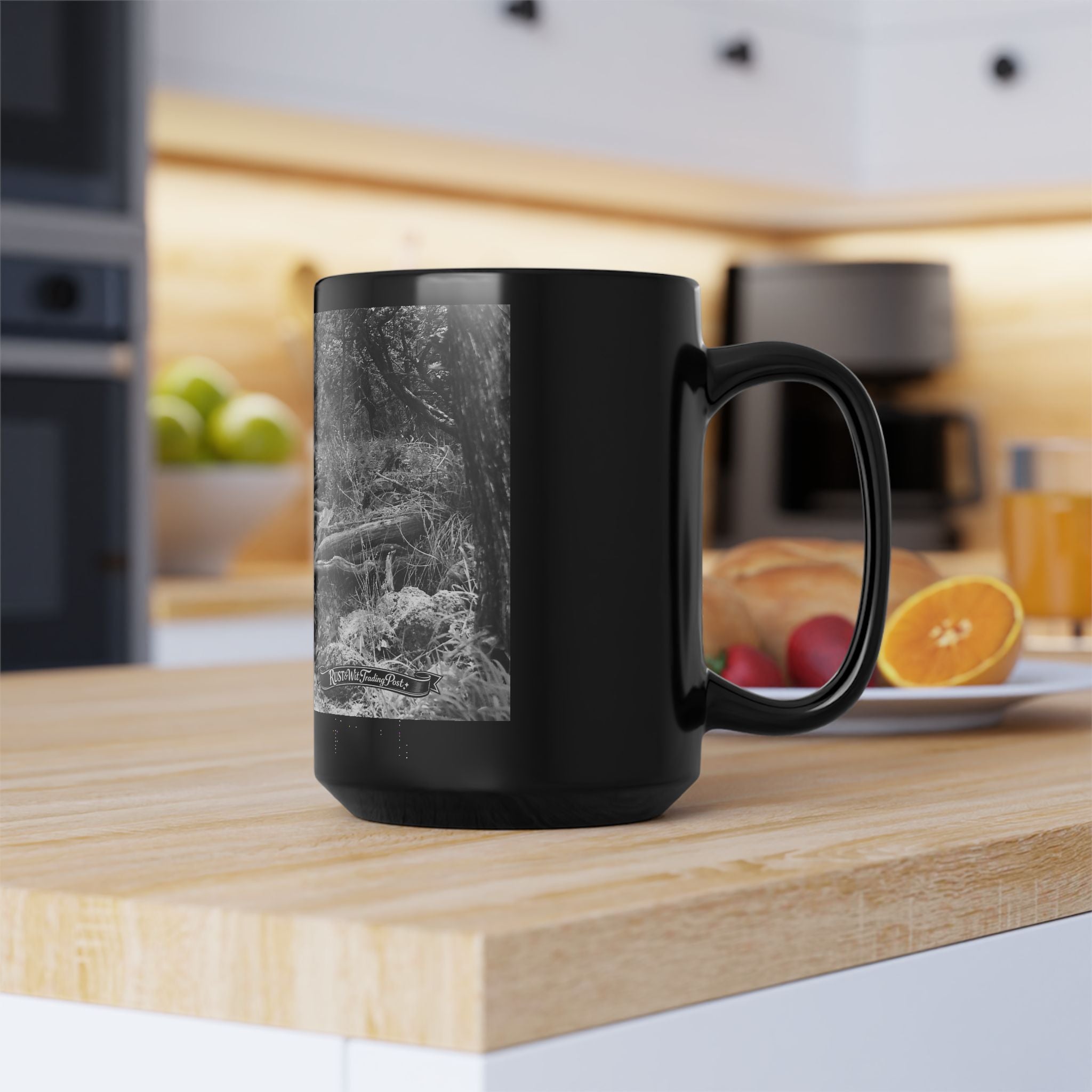 Forest Roots Path Mug | Black Ceramic Coffee Mug