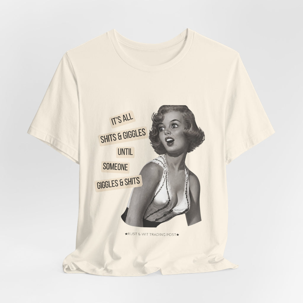 Graphic Tee — Retro Pin-Up 'It's All Shits & Giggles' Funny Vintage Shirt