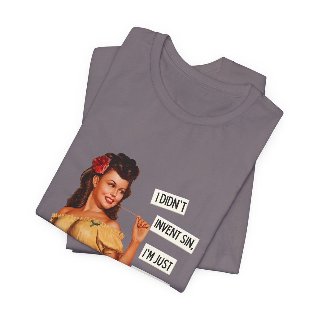 Vintage Pinup T‑Shirt — "I Didn't Invent Sin, I'm Just Trying to Perfect It"