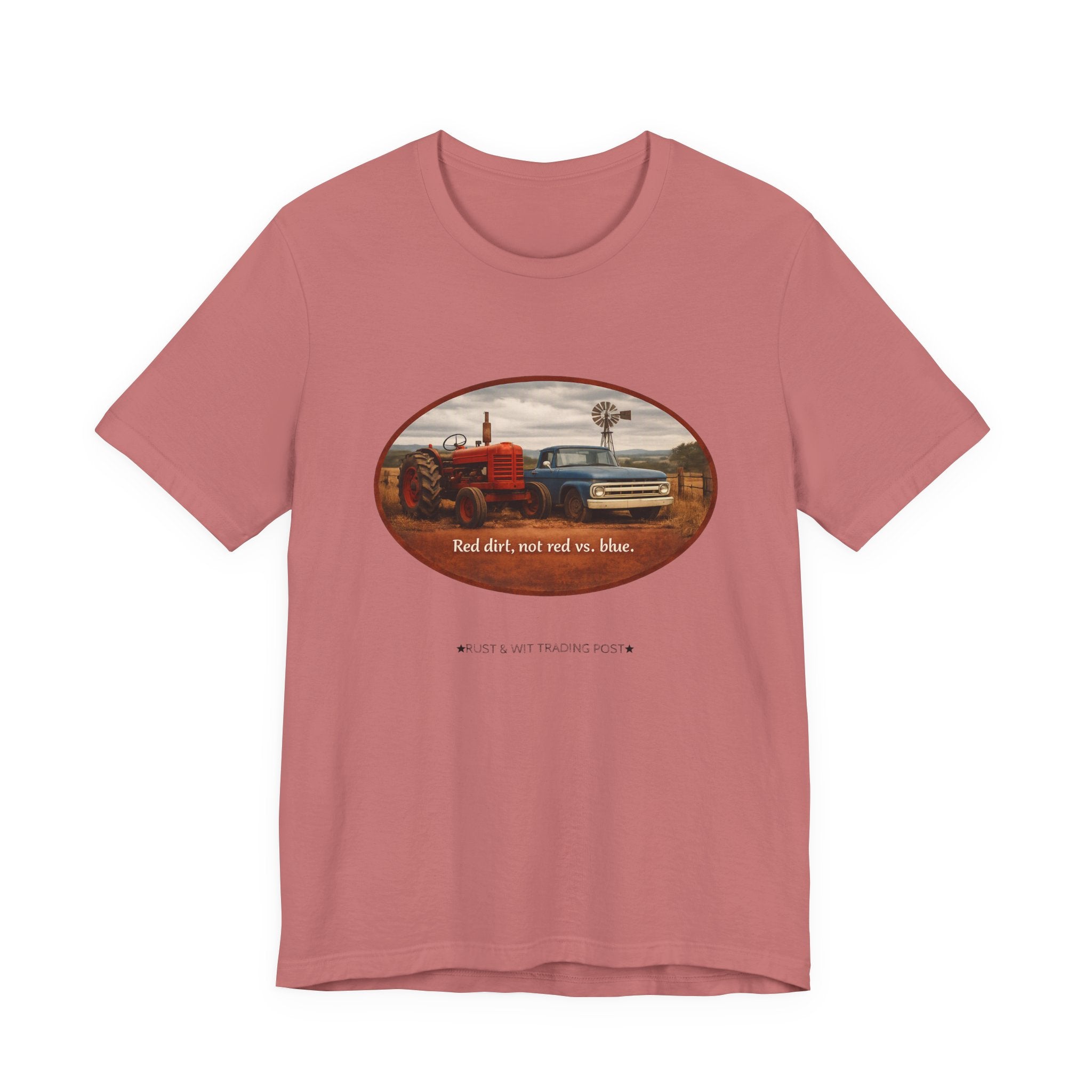 Vintage Farm Trucks Tee — "Red dirt, not red vs. blue."