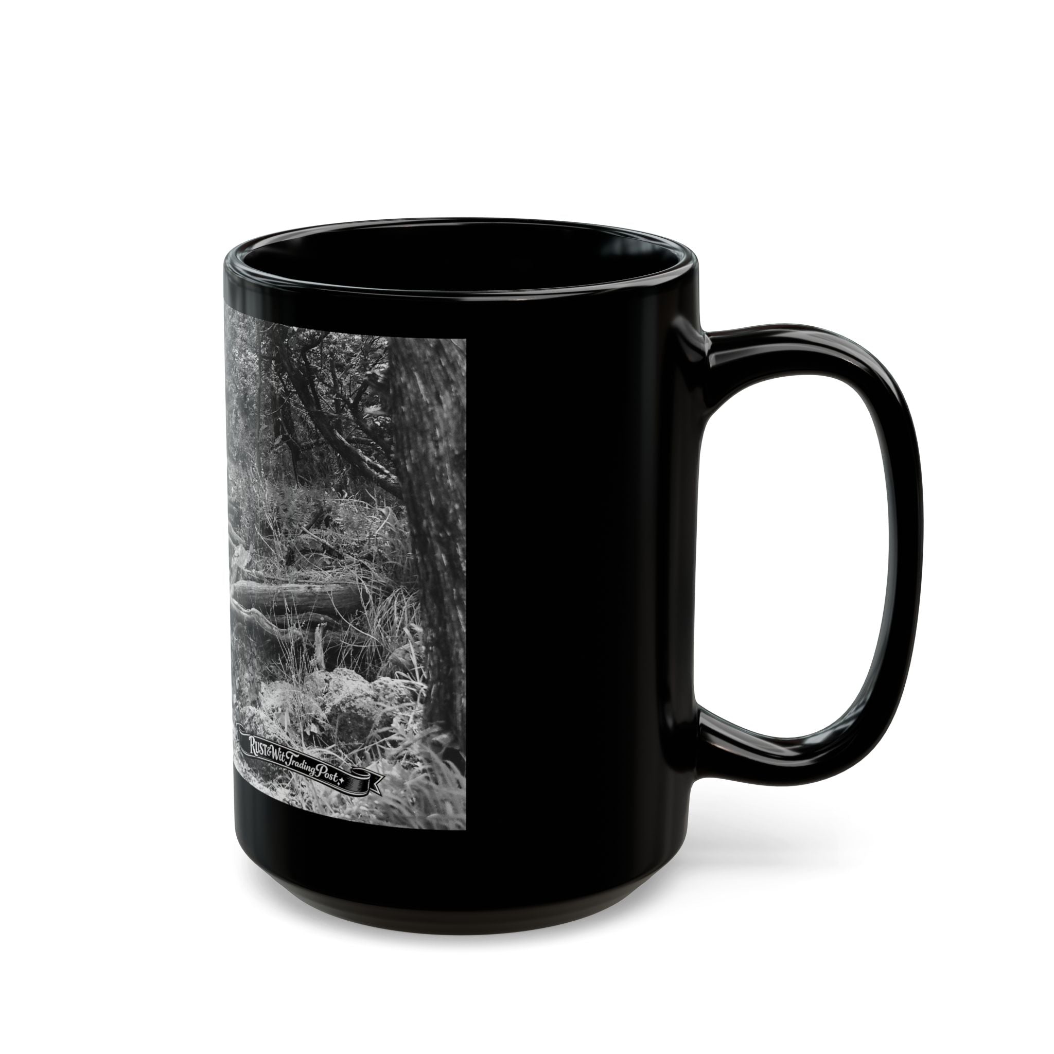 Forest Roots Path Mug | Black Ceramic Coffee Mug