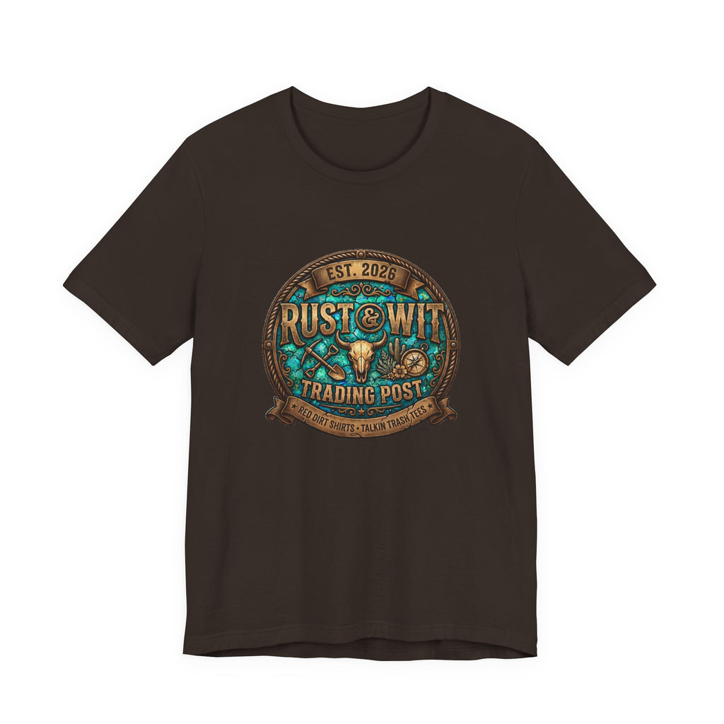 Rust & Wit Trading Post Graphic Tee — Vintage Western Badge T‑Shirt