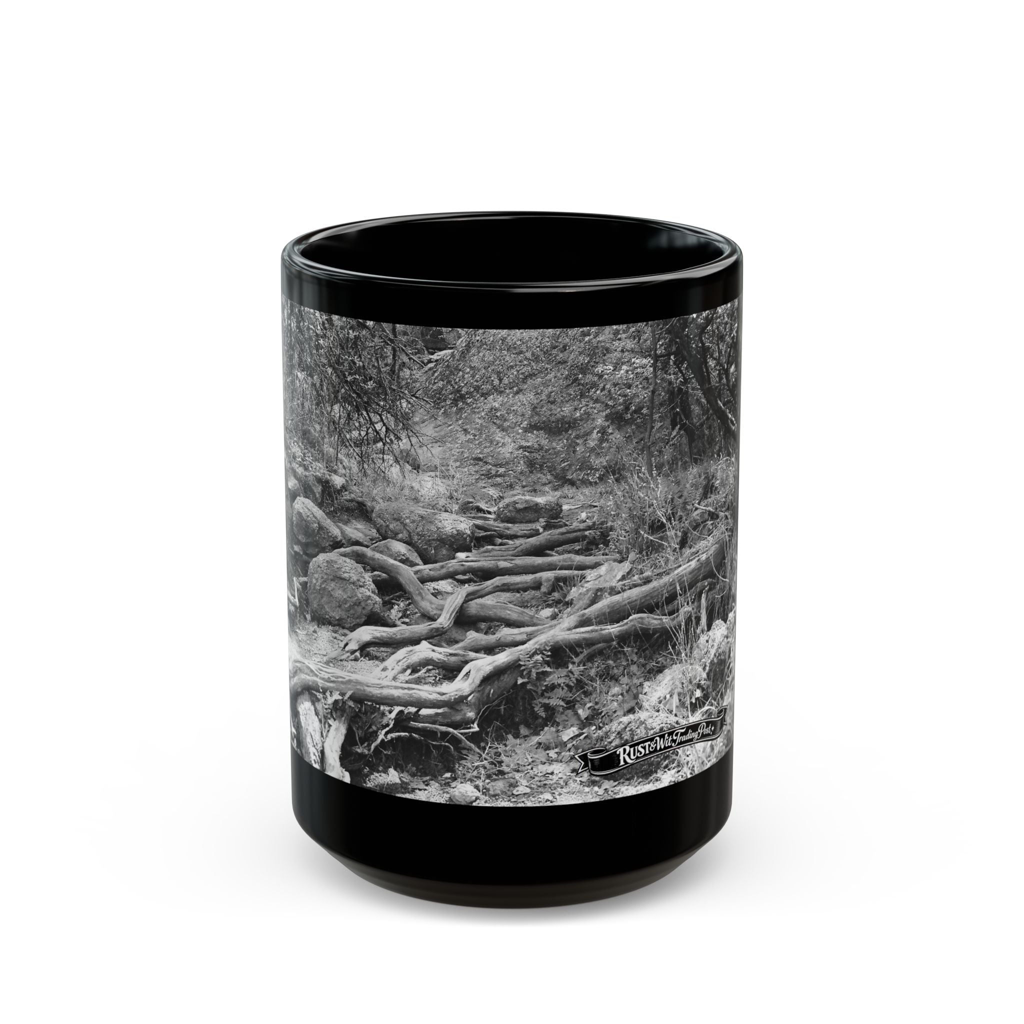 Forest Roots Path Mug | Black Ceramic Coffee Mug