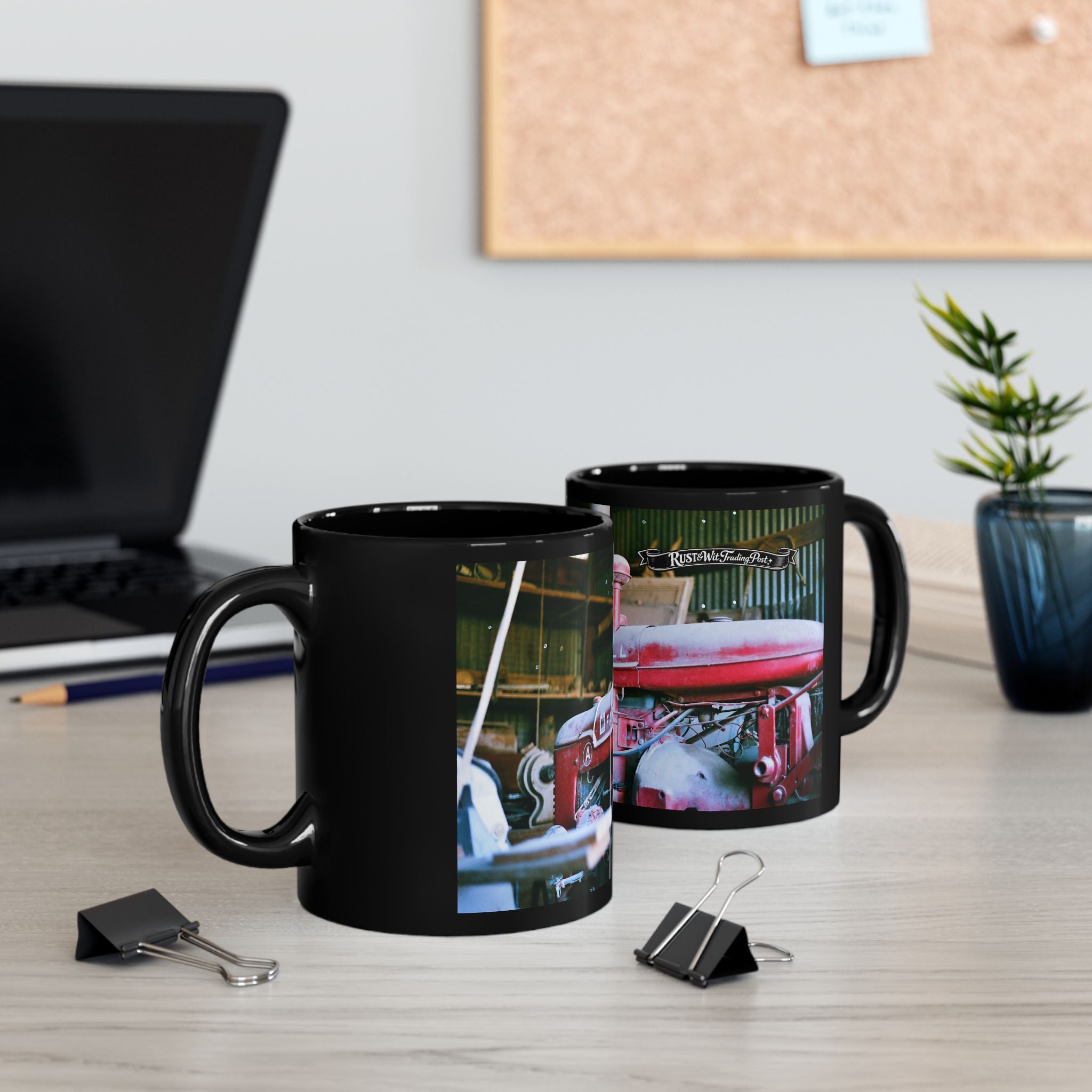 Vintage Farmall Tractor Mug | Black Coffee Mug, Rustic Farm Decor
