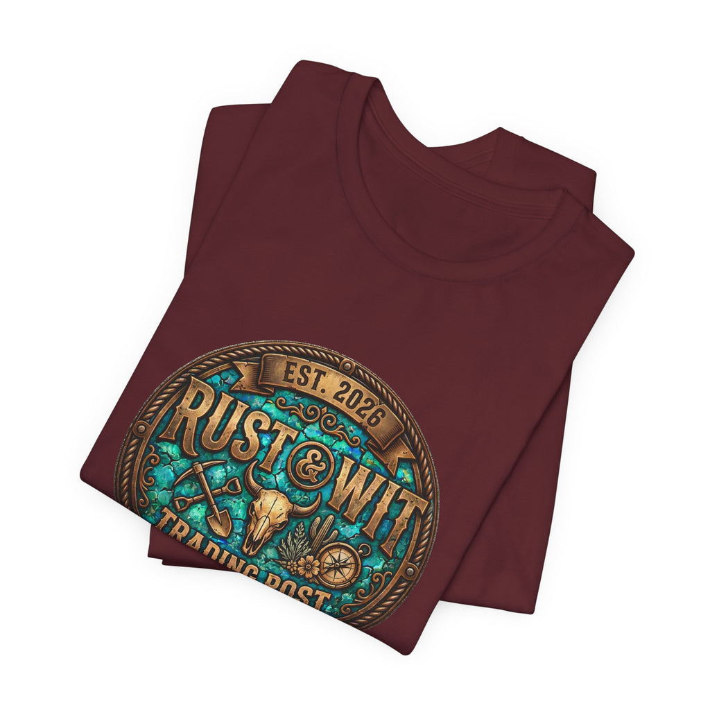 Rust & Wit Trading Post Graphic Tee — Vintage Western Badge T‑Shirt