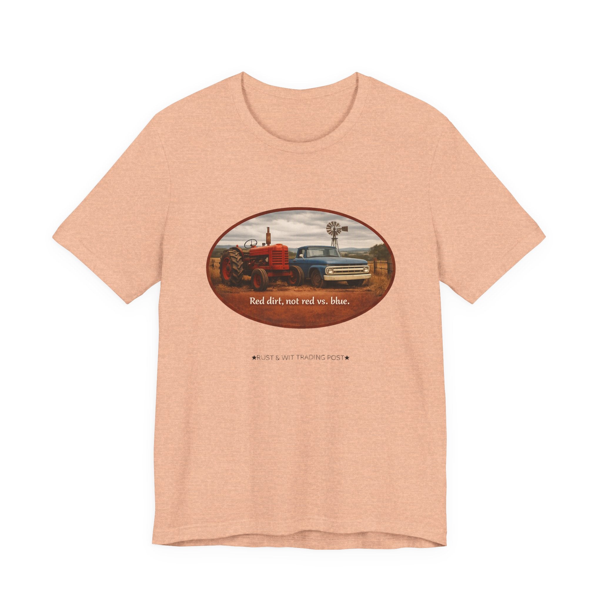 Vintage Farm Trucks Tee — "Red dirt, not red vs. blue."