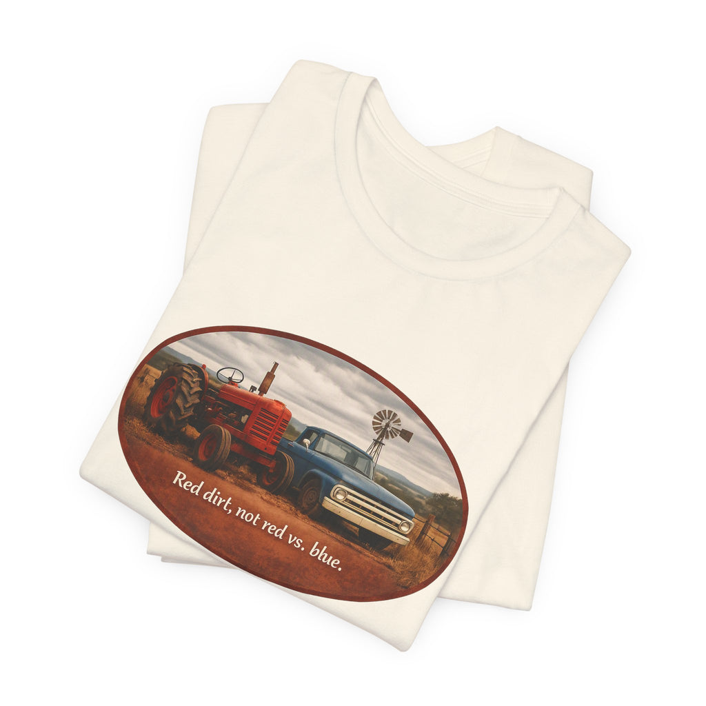 Vintage Farm Trucks Tee — "Red dirt, not red vs. blue."