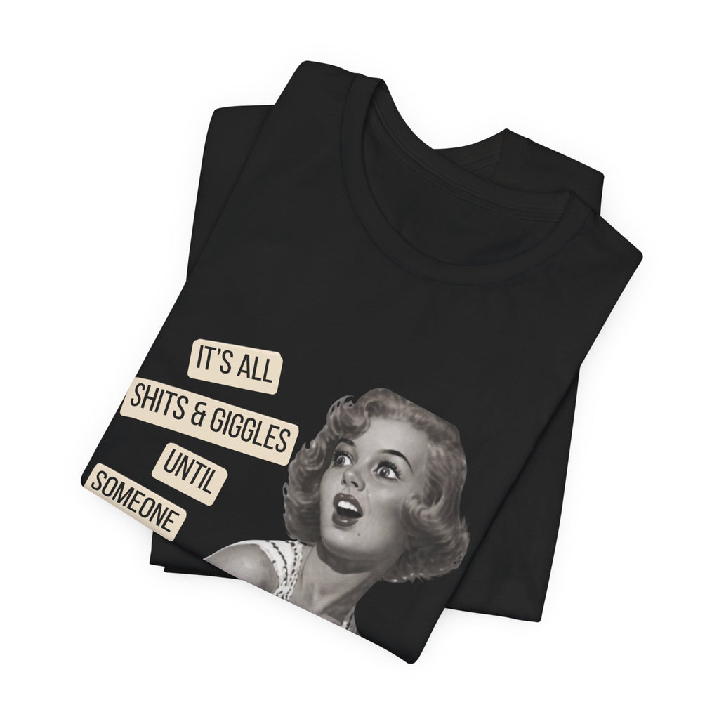 Graphic Tee — Retro Pin-Up 'It's All Shits & Giggles' Funny Vintage Shirt