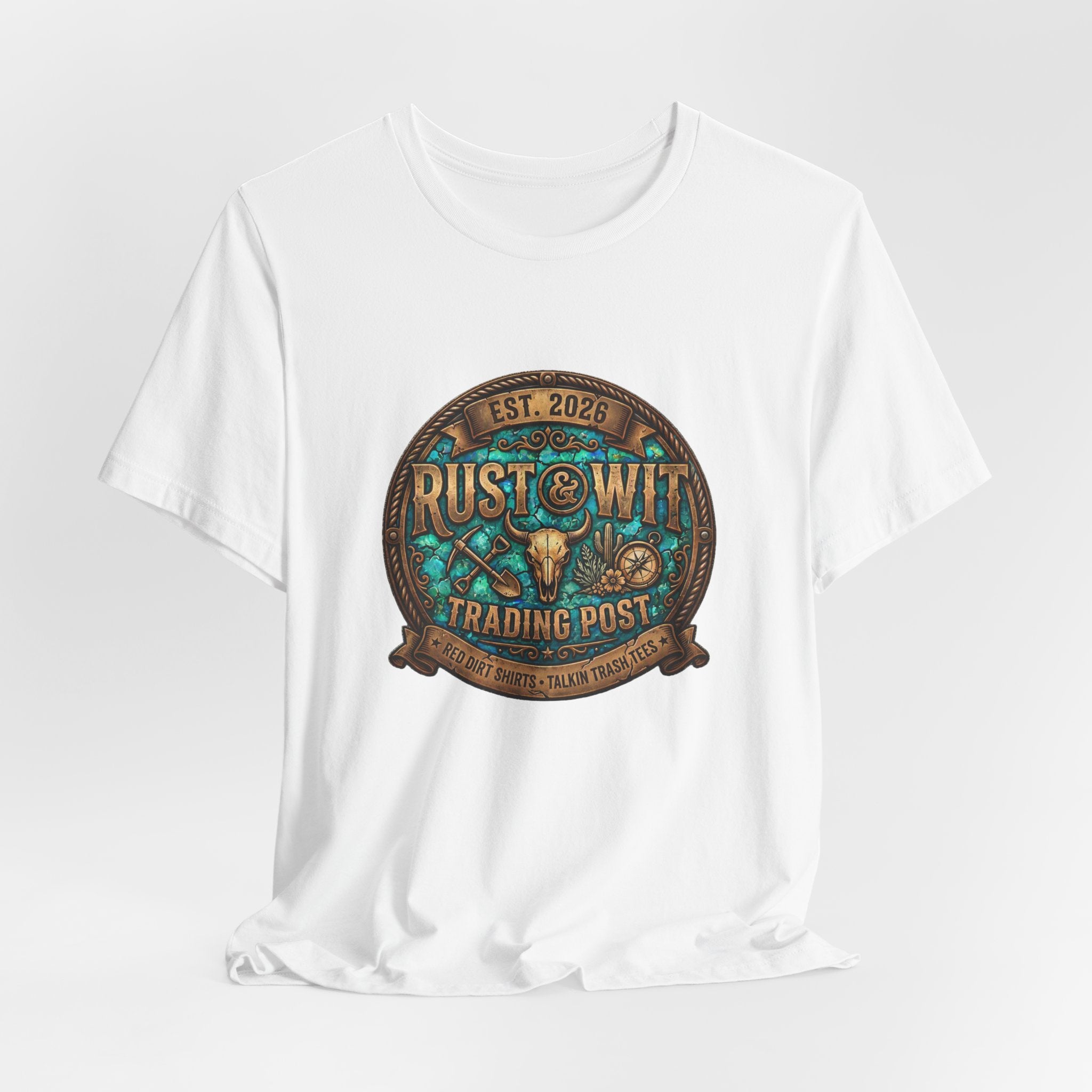 Rust & Wit Trading Post Graphic Tee — Vintage Western Badge T‑Shirt