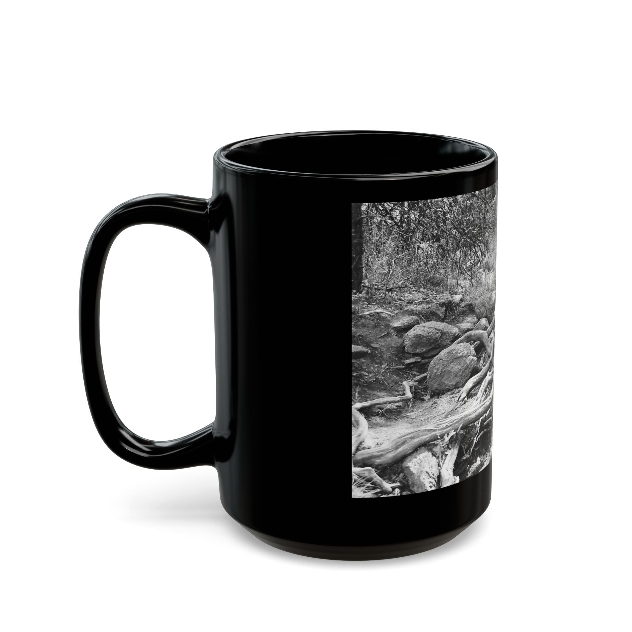 Forest Roots Path Mug | Black Ceramic Coffee Mug