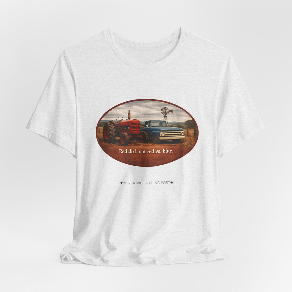 Vintage Farm Trucks Tee — "Red dirt, not red vs. blue."