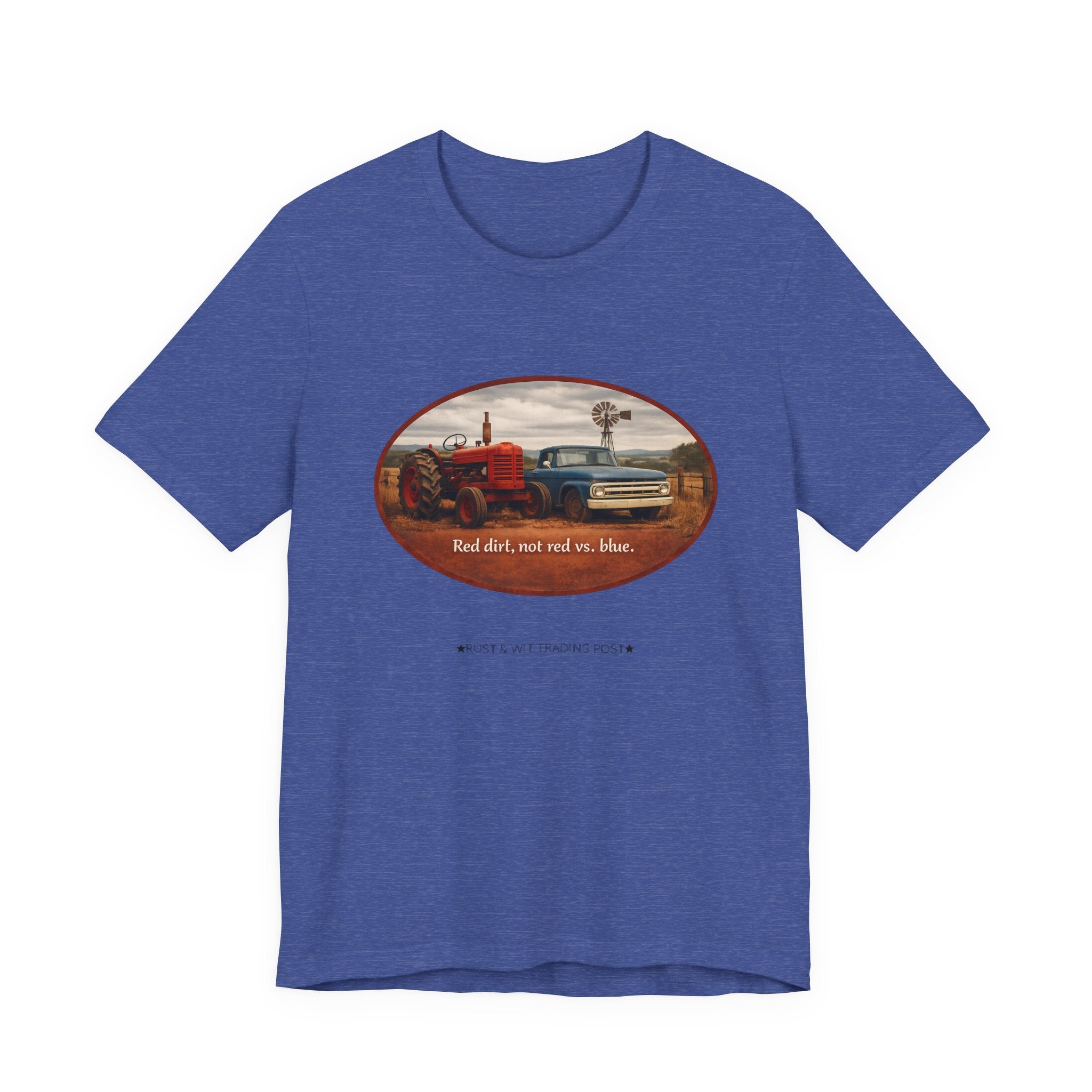 Vintage Farm Trucks Tee — "Red dirt, not red vs. blue."