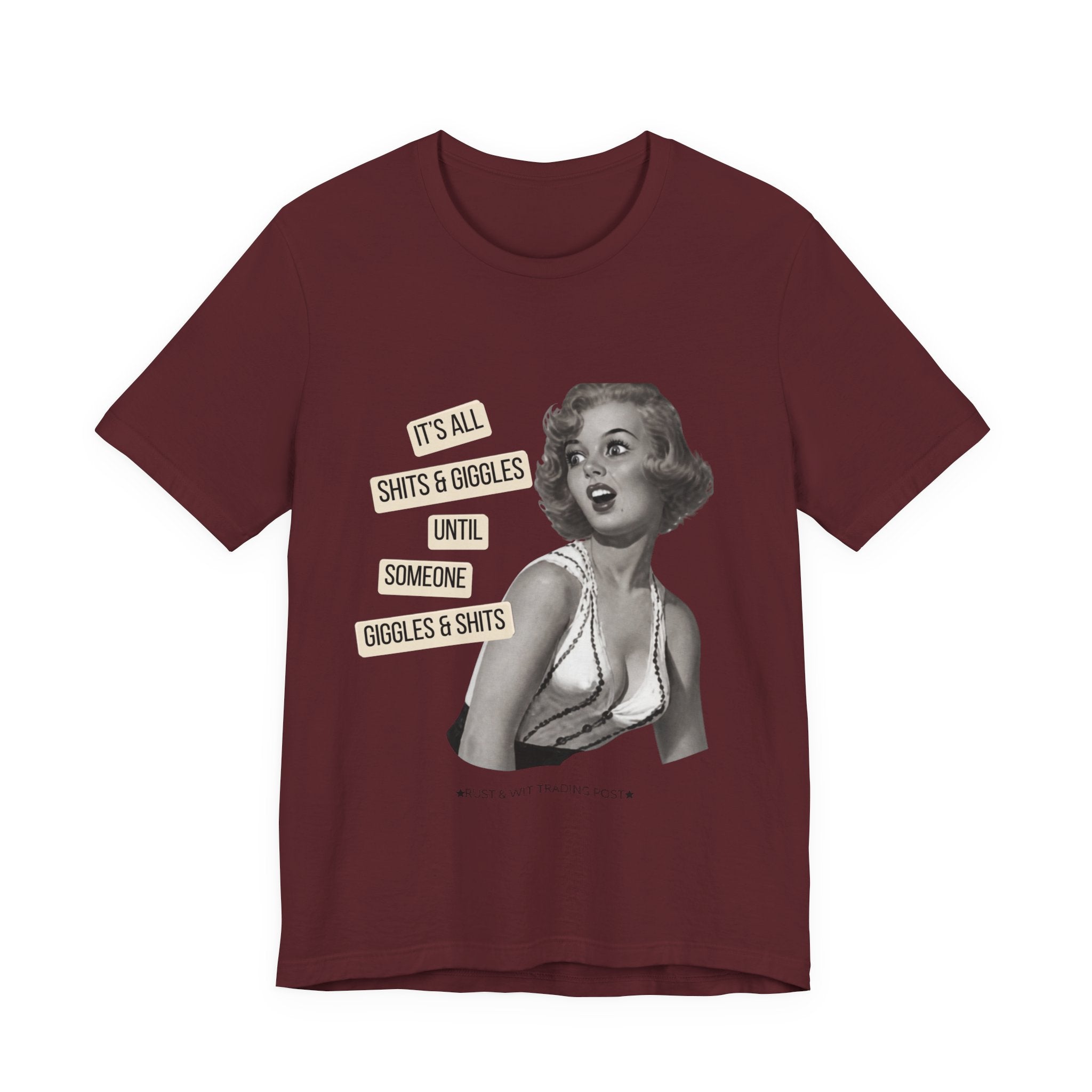 Graphic Tee — Retro Pin-Up 'It's All Shits & Giggles' Funny Vintage Shirt