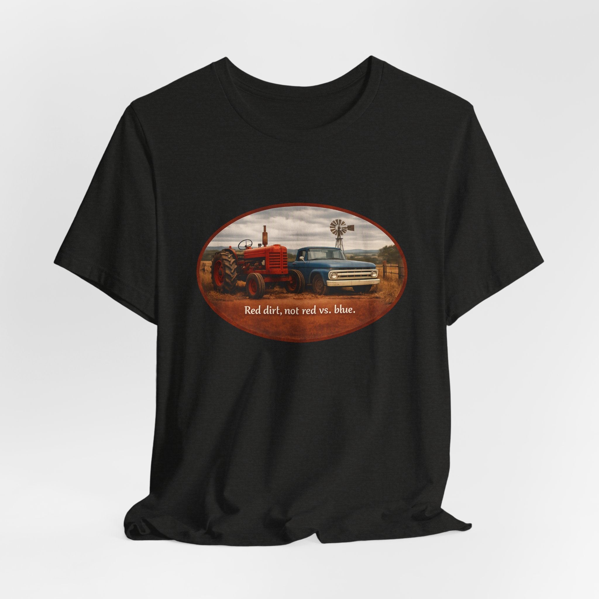Vintage Farm Trucks Tee — "Red dirt, not red vs. blue."