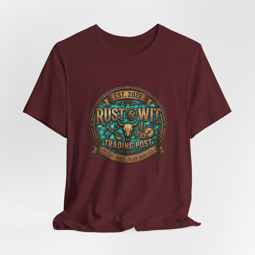 Rust & Wit Trading Post Graphic Tee — Vintage Western Badge T‑Shirt