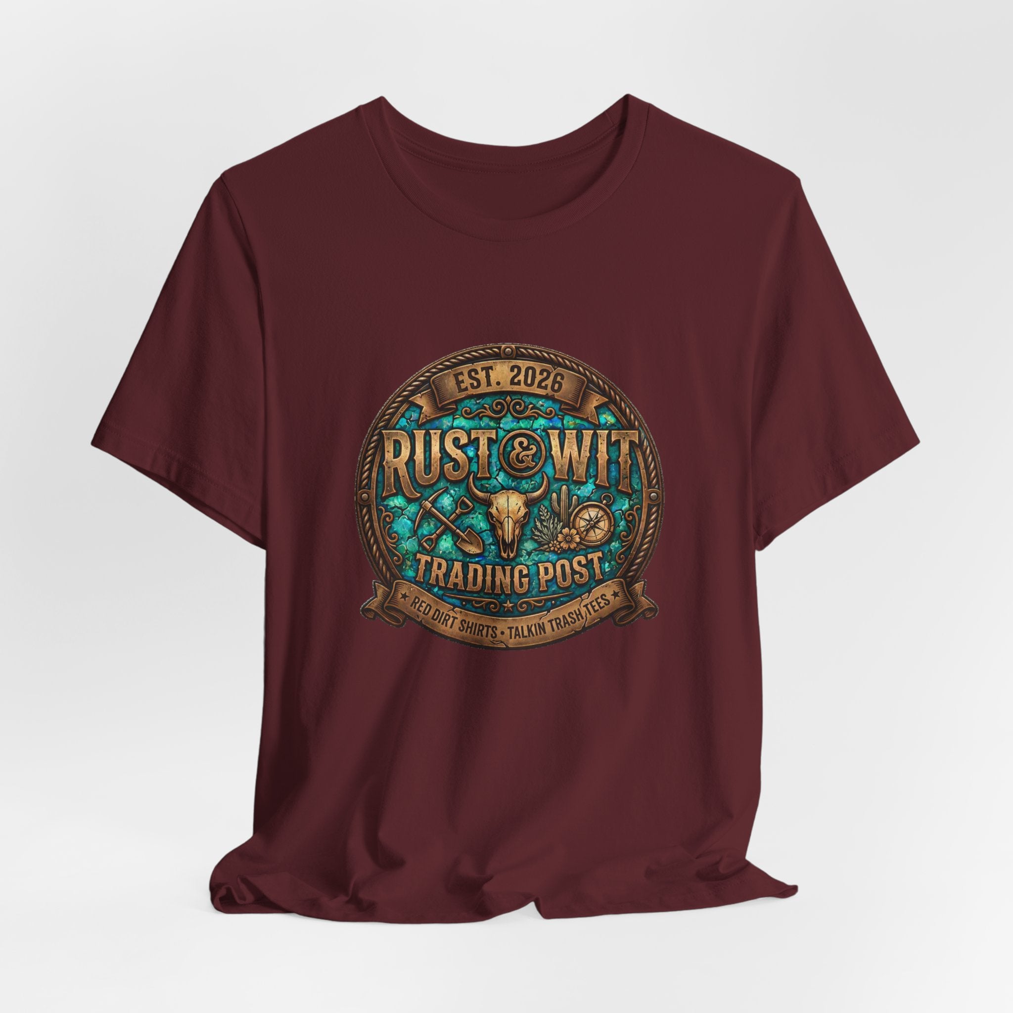 Rust & Wit Trading Post Graphic Tee — Vintage Western Badge T‑Shirt