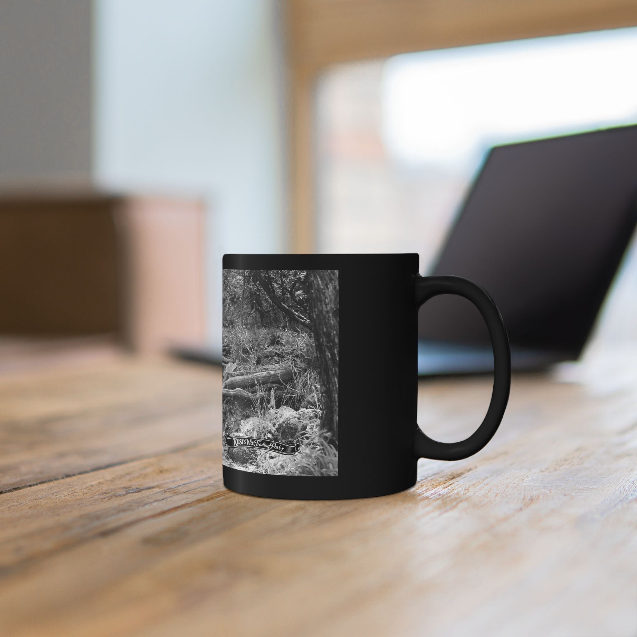 Forest Roots Path Mug | Black Ceramic Coffee Mug