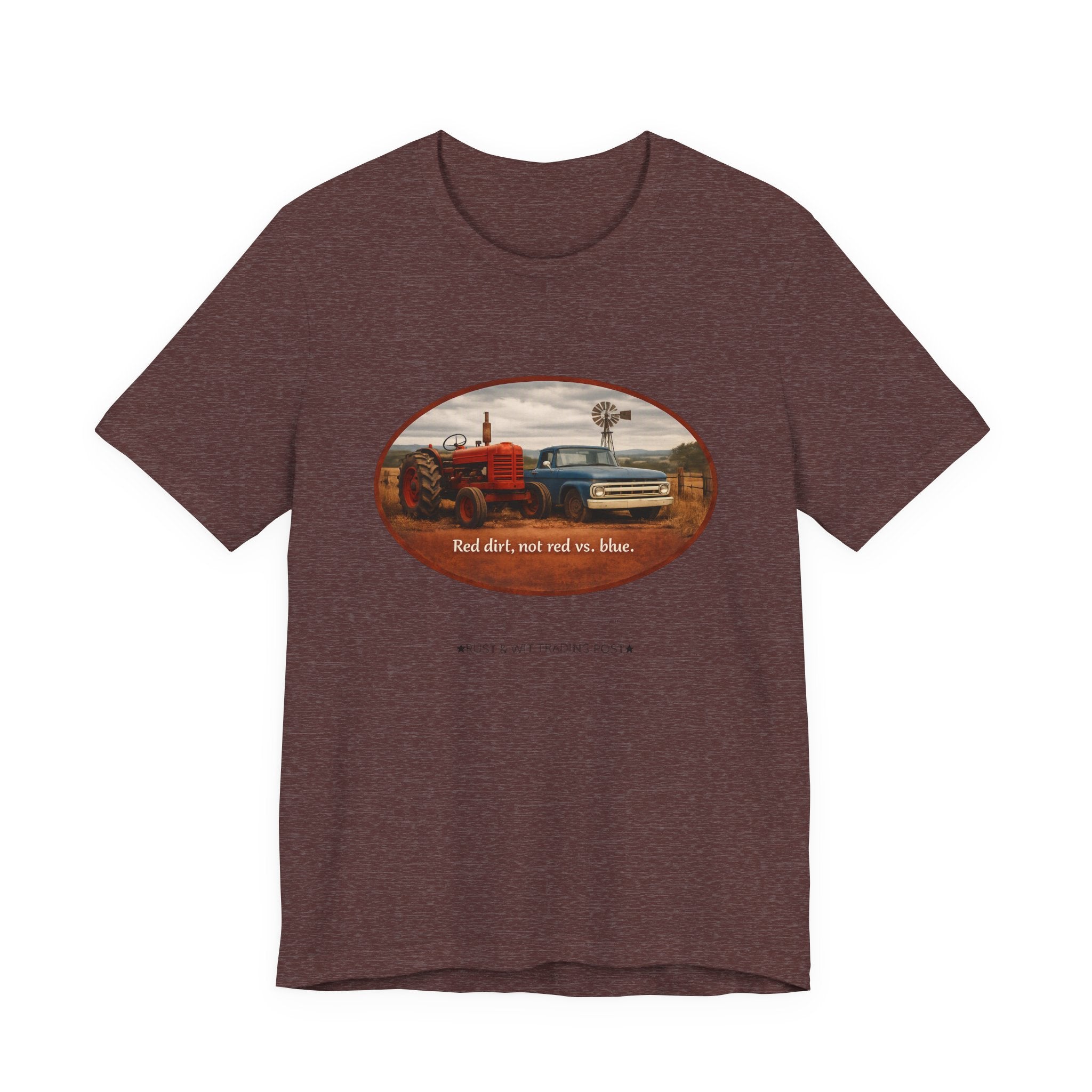 Vintage Farm Trucks Tee — "Red dirt, not red vs. blue."