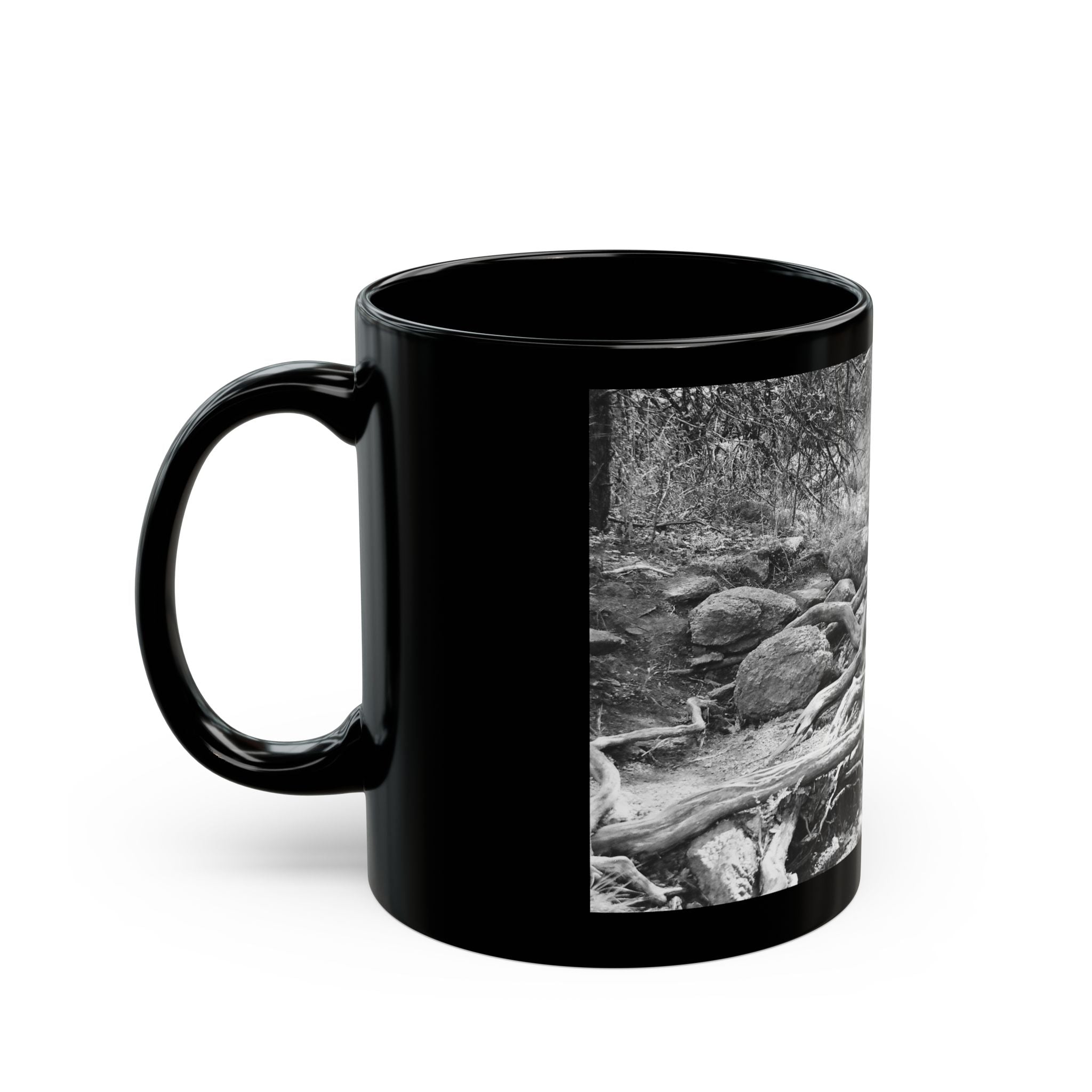Forest Roots Path Mug | Black Ceramic Coffee Mug