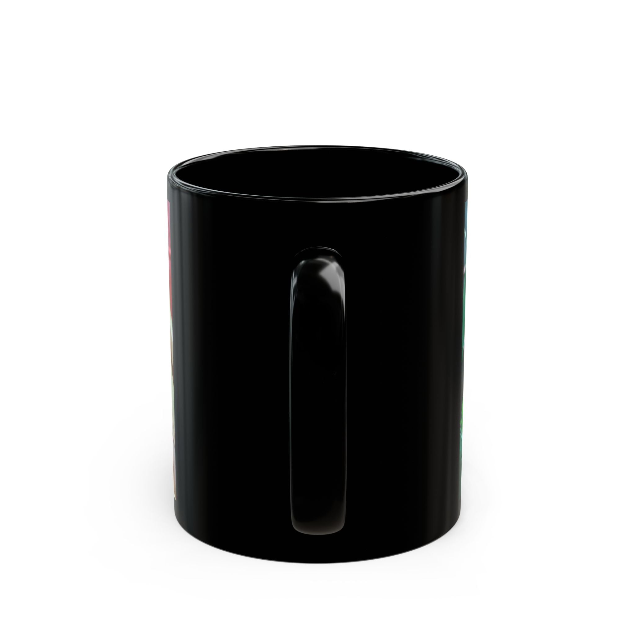 Pink Iris Floral Photo Mug | Black Ceramic Coffee Mug