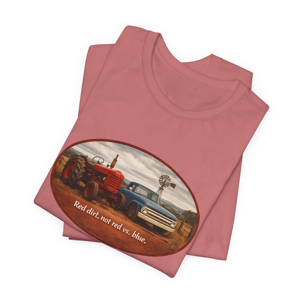 Vintage Farm Trucks Tee — "Red dirt, not red vs. blue."