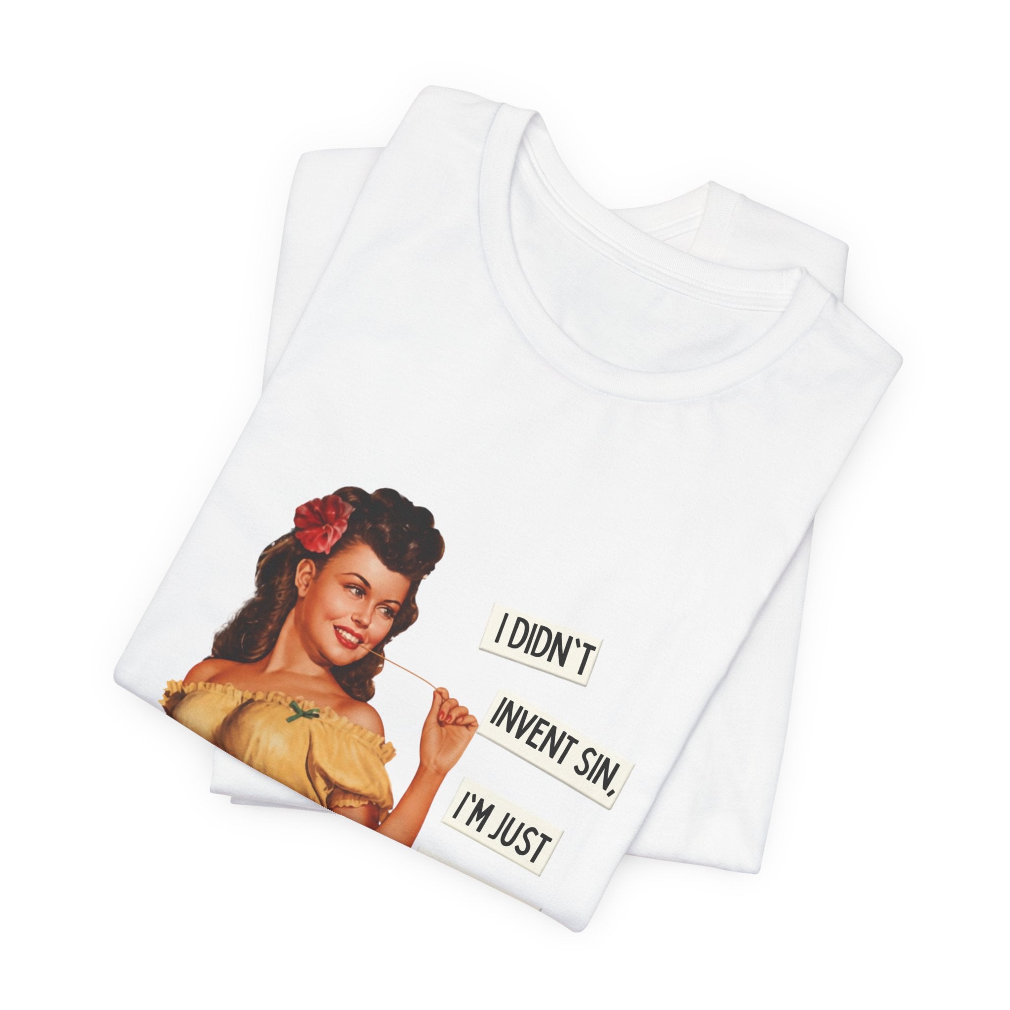 Vintage Pinup T‑Shirt — "I Didn't Invent Sin, I'm Just Trying to Perfect It"
