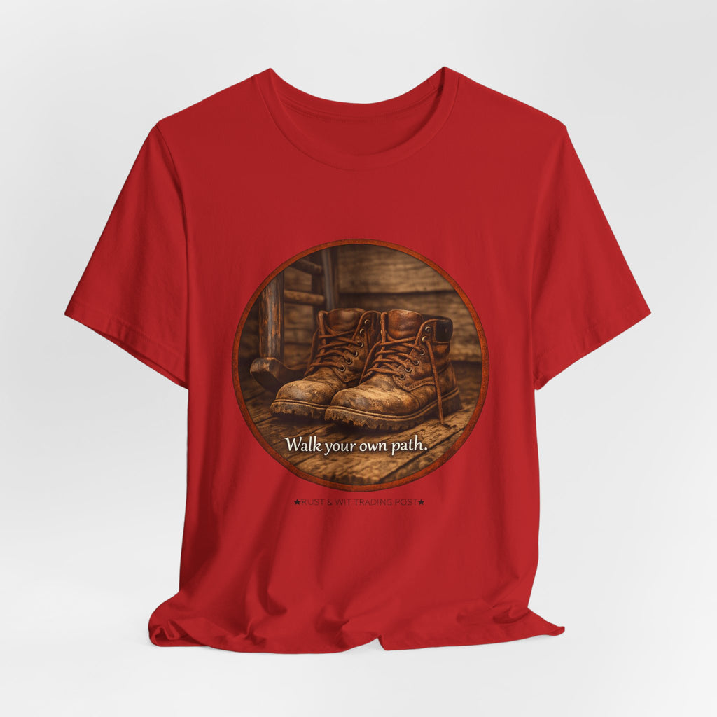 Vintage Boots Graphic Tee — "Walk Your Own Path" Inspirational T‑Shirt