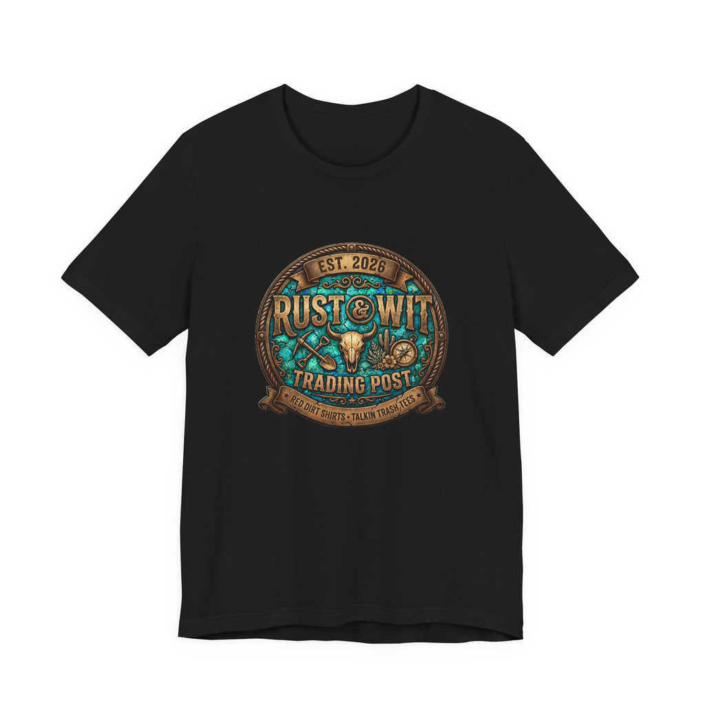 Rust & Wit Trading Post Graphic Tee — Vintage Western Badge T‑Shirt