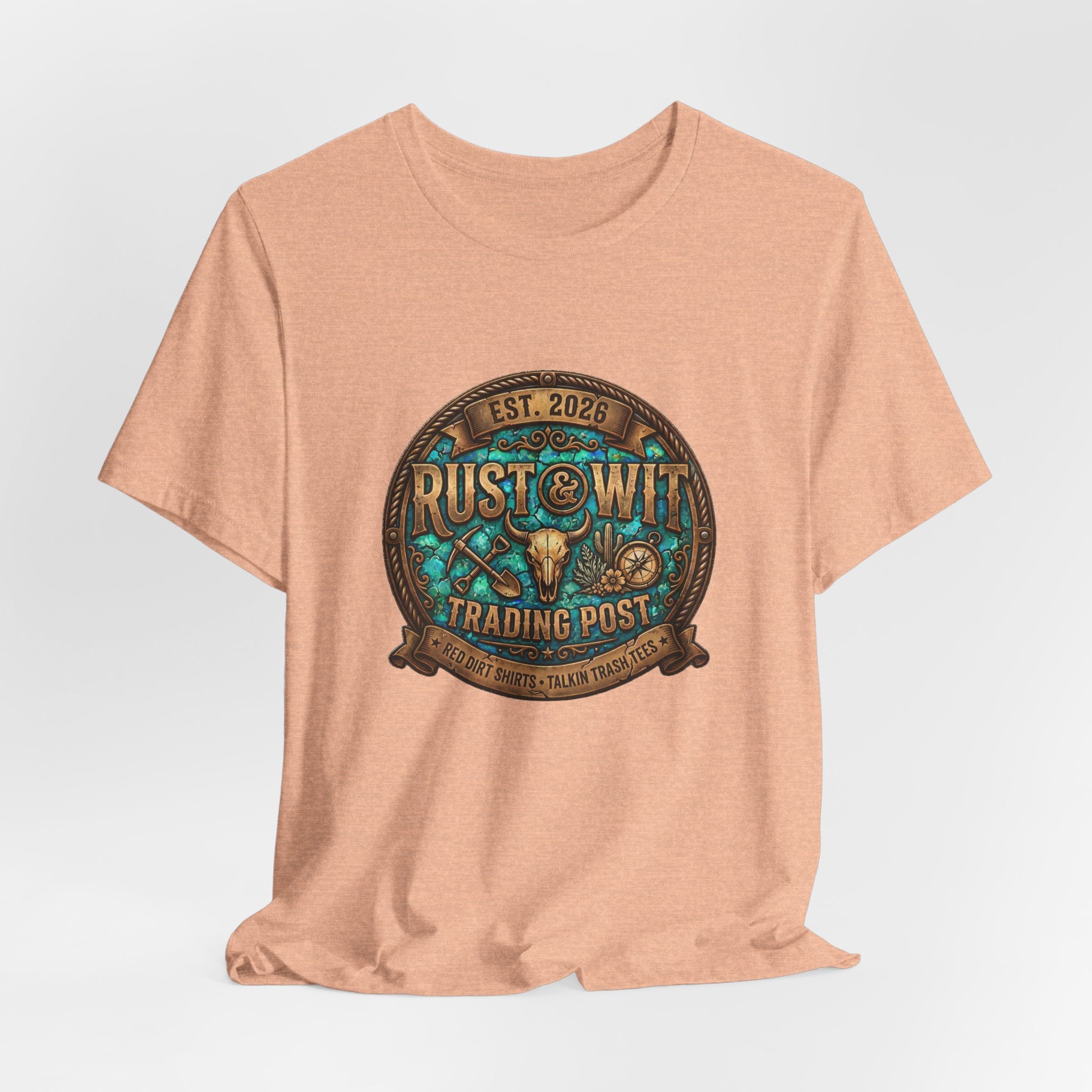 Rust & Wit Trading Post Graphic Tee — Vintage Western Badge T‑Shirt