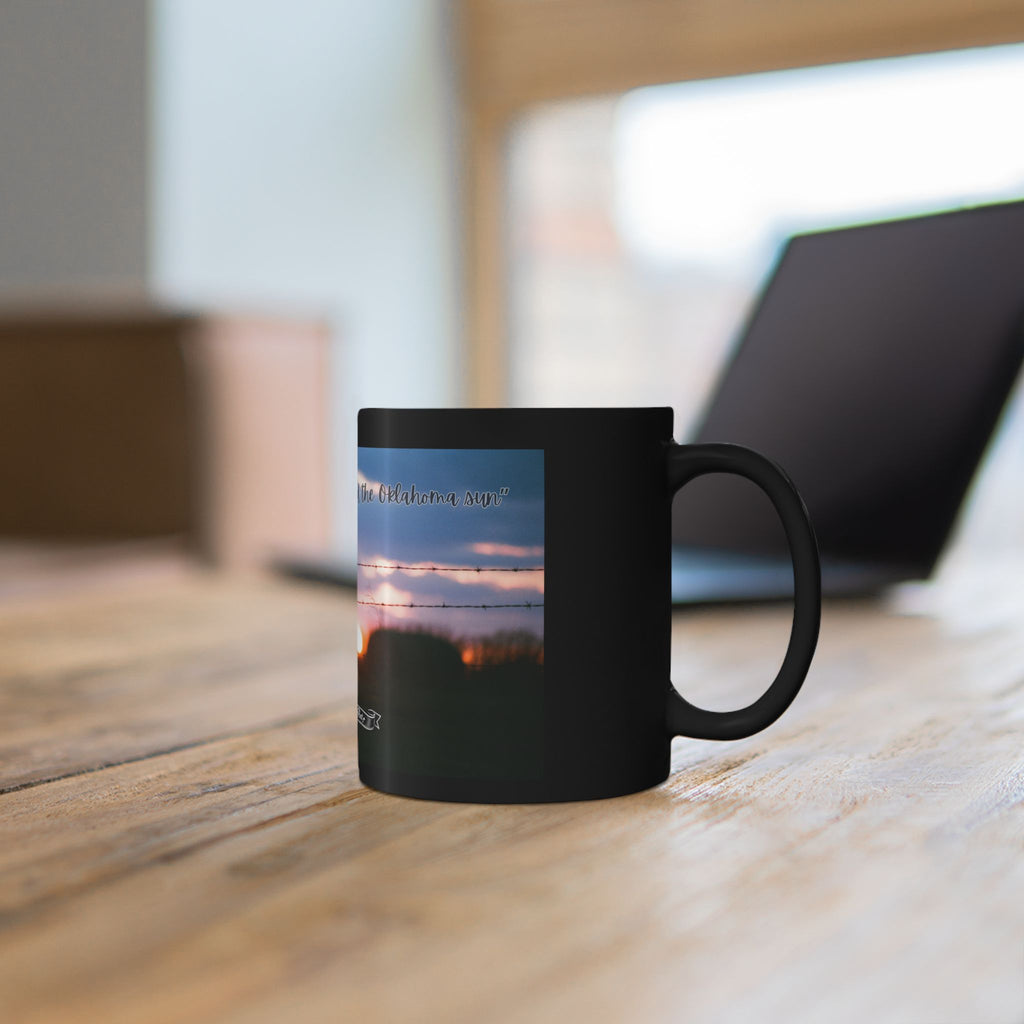 Sunset Barbed Wire Black Mug – Inspirational Quote Coffee Cup (11oz/15oz)