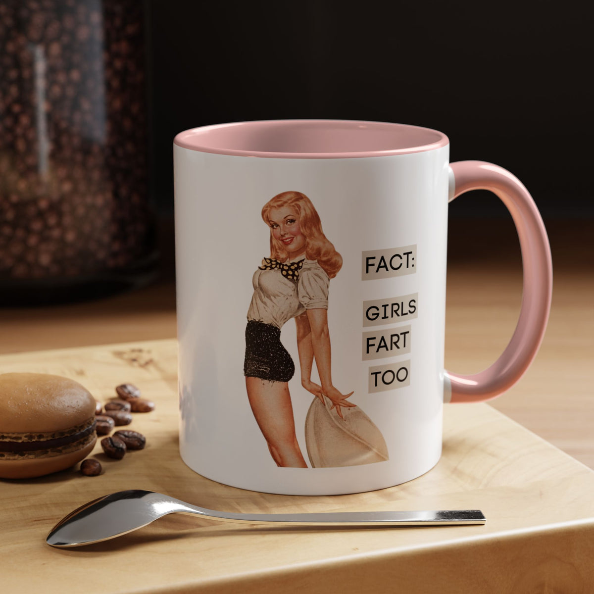 Fact: Girls Fart Too — Funny Retro Pinup Humor Accent Coffee Mug