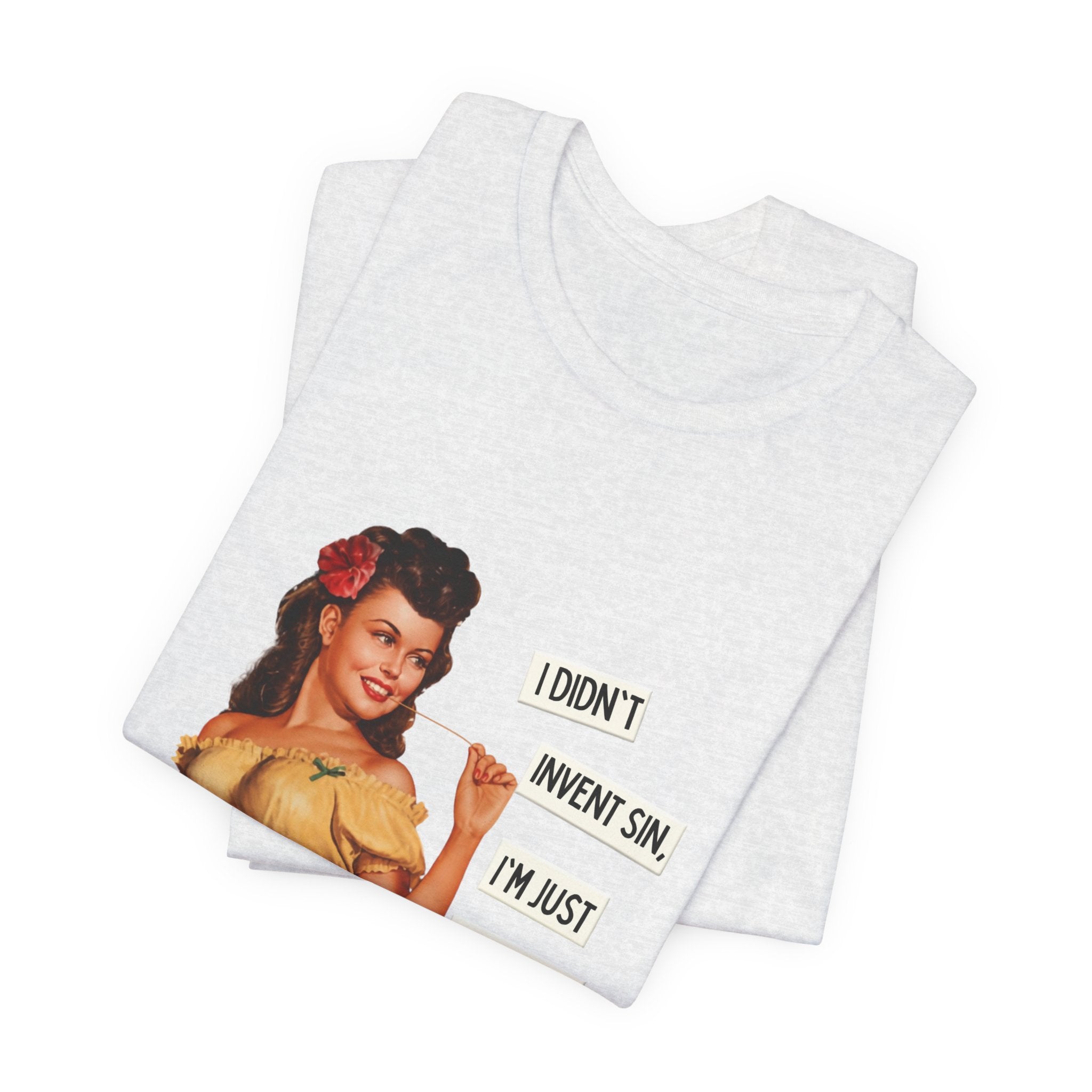 Vintage Pinup T‑Shirt — "I Didn't Invent Sin, I'm Just Trying to Perfect It"