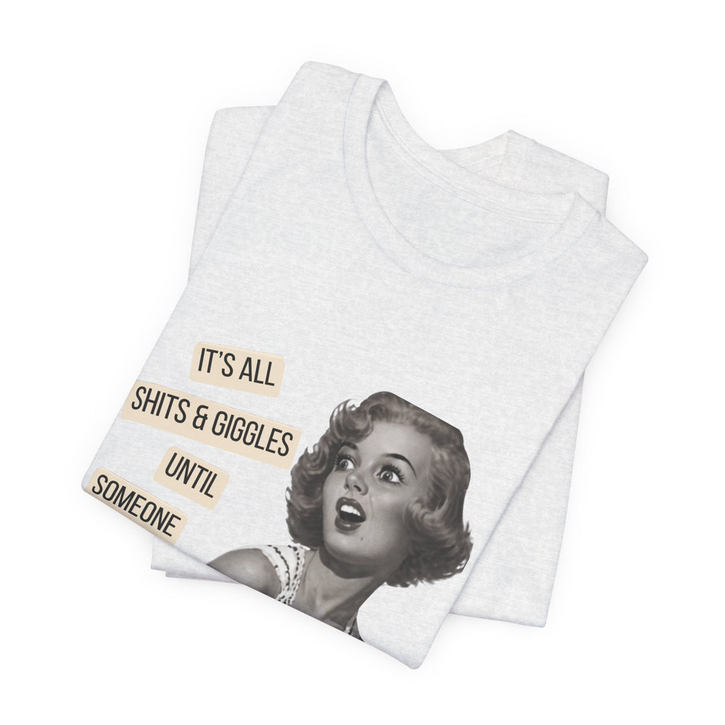 Graphic Tee — Retro Pin-Up 'It's All Shits & Giggles' Funny Vintage Shirt