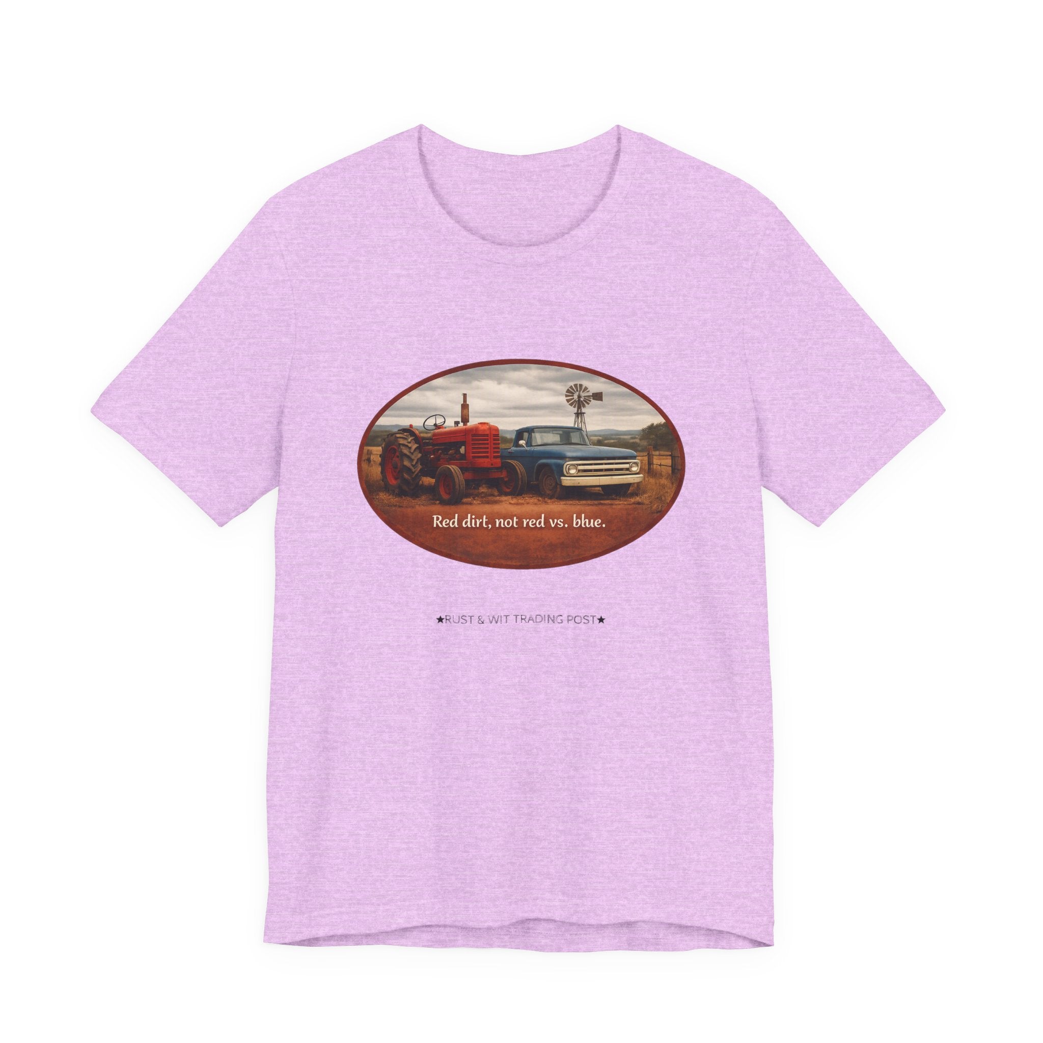 Vintage Farm Trucks Tee — "Red dirt, not red vs. blue."
