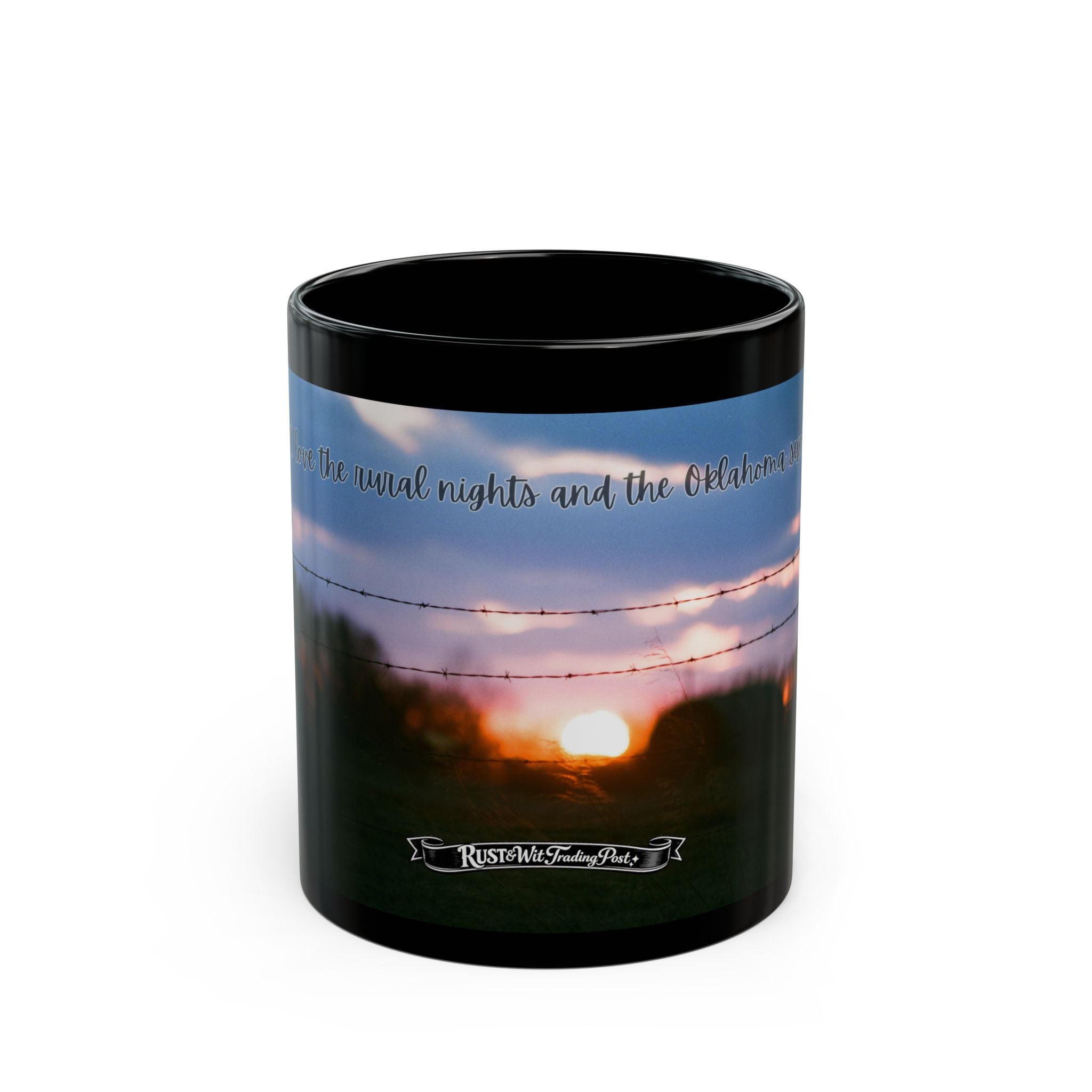 Sunset Barbed Wire Black Mug – Inspirational Quote Coffee Cup (11oz/15oz)