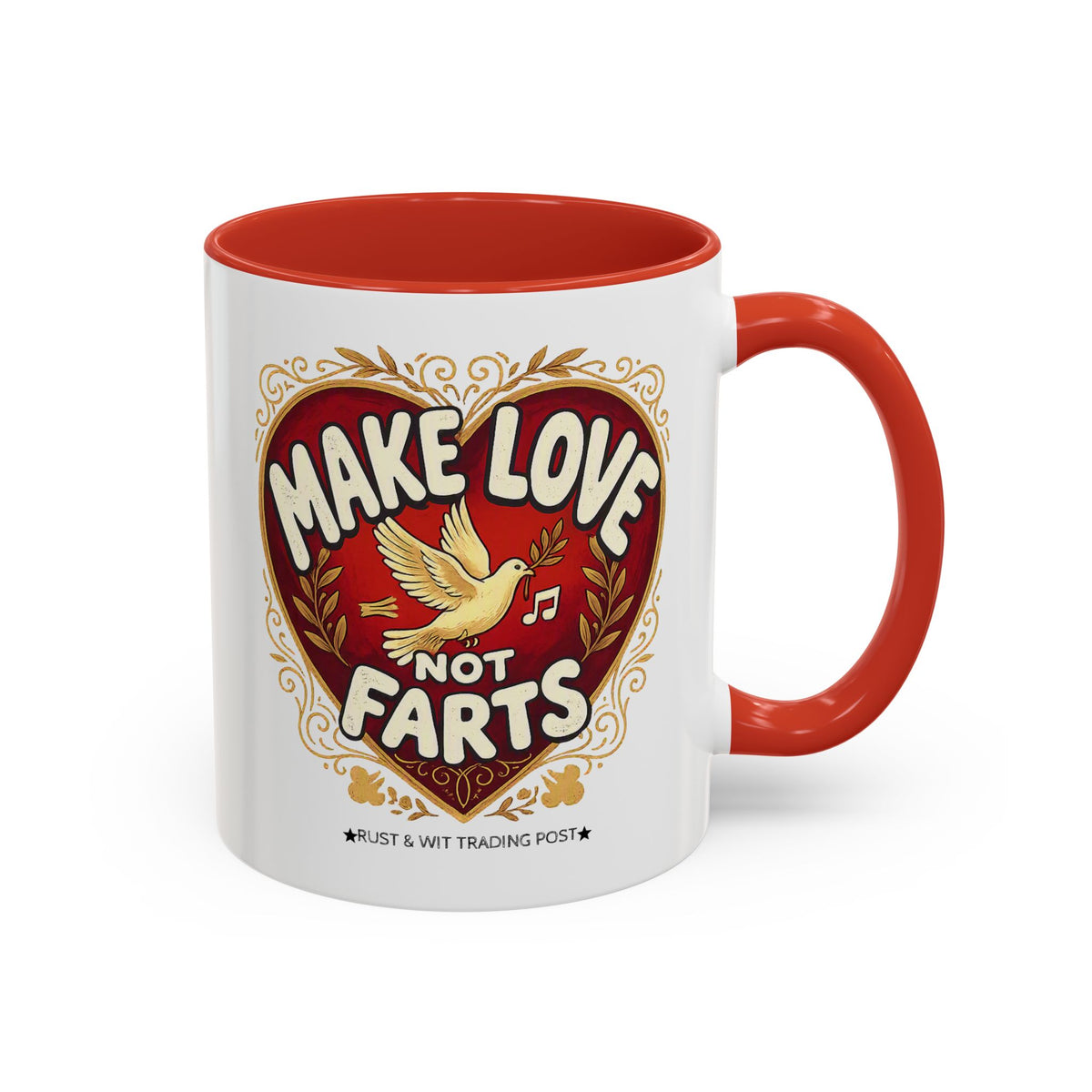 Make Love Not Farts — Funny Retro Heart Graphic Coffee Mug (11oz & 15oz)