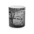 Vintage Rusty VW Bus Photo Mug | Black and White Camper Van Coffee Cup