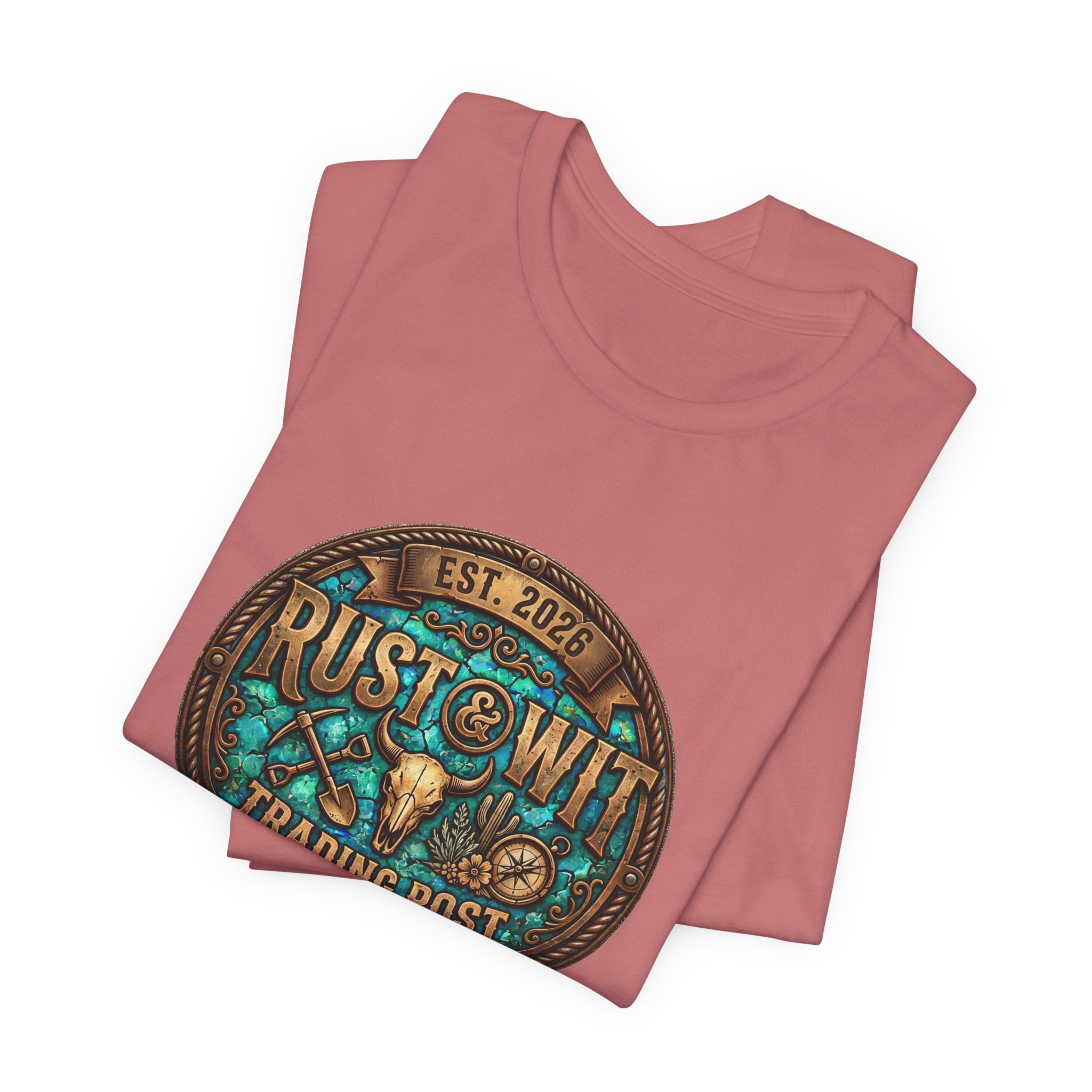 Rust & Wit Trading Post Graphic Tee — Vintage Western Badge T‑Shirt