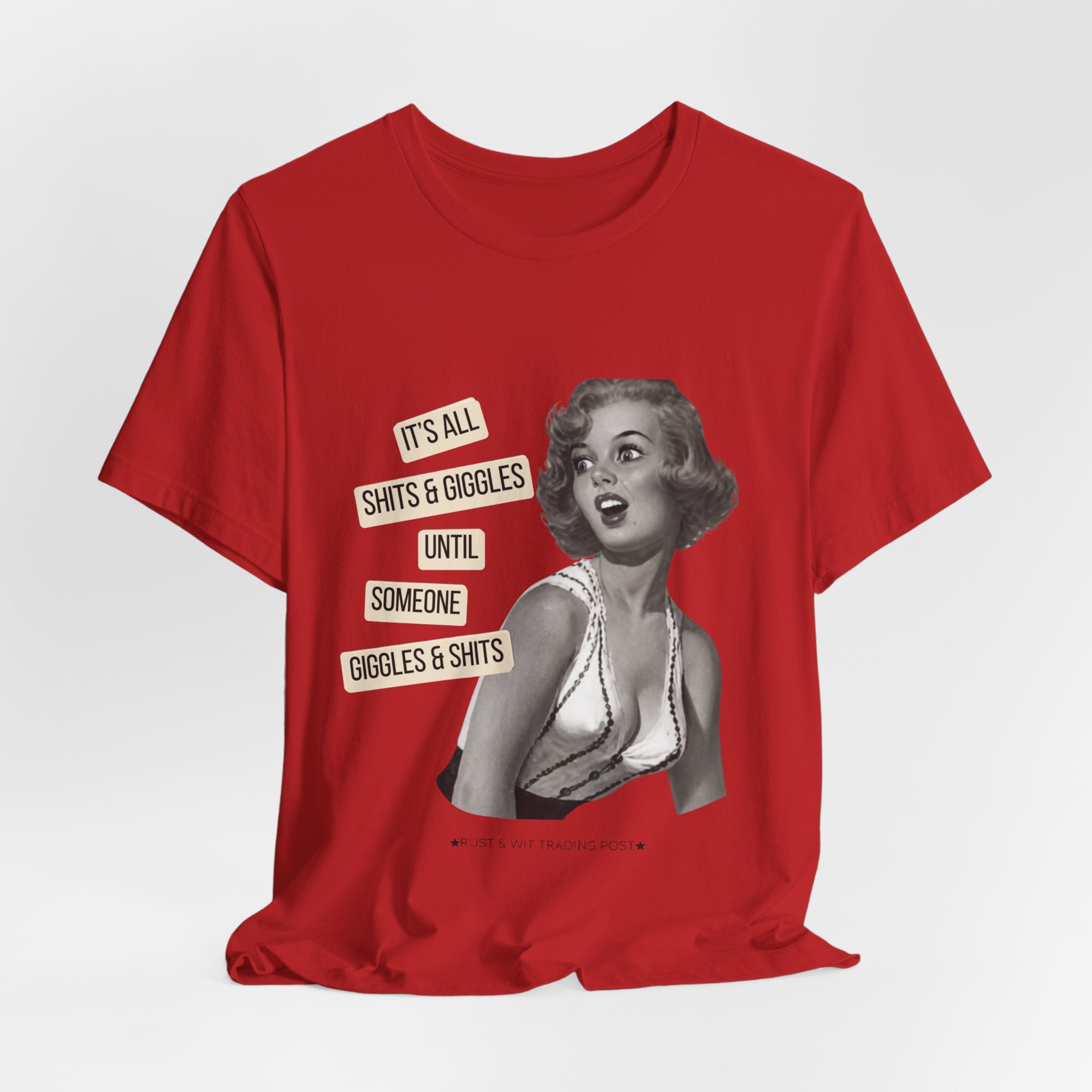 Graphic Tee — Retro Pin-Up 'It's All Shits & Giggles' Funny Vintage Shirt