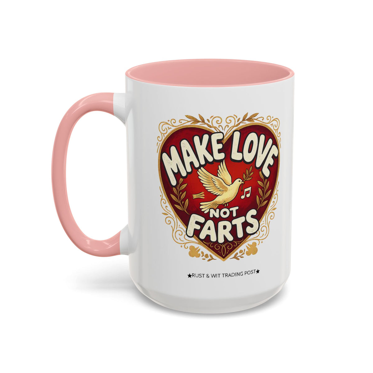 Make Love Not Farts — Funny Retro Heart Graphic Coffee Mug (11oz & 15oz)