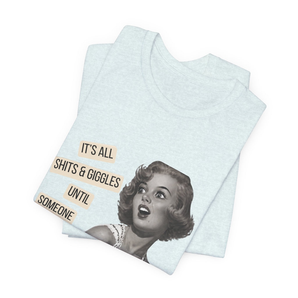 Graphic Tee — Retro Pin-Up 'It's All Shits & Giggles' Funny Vintage Shirt