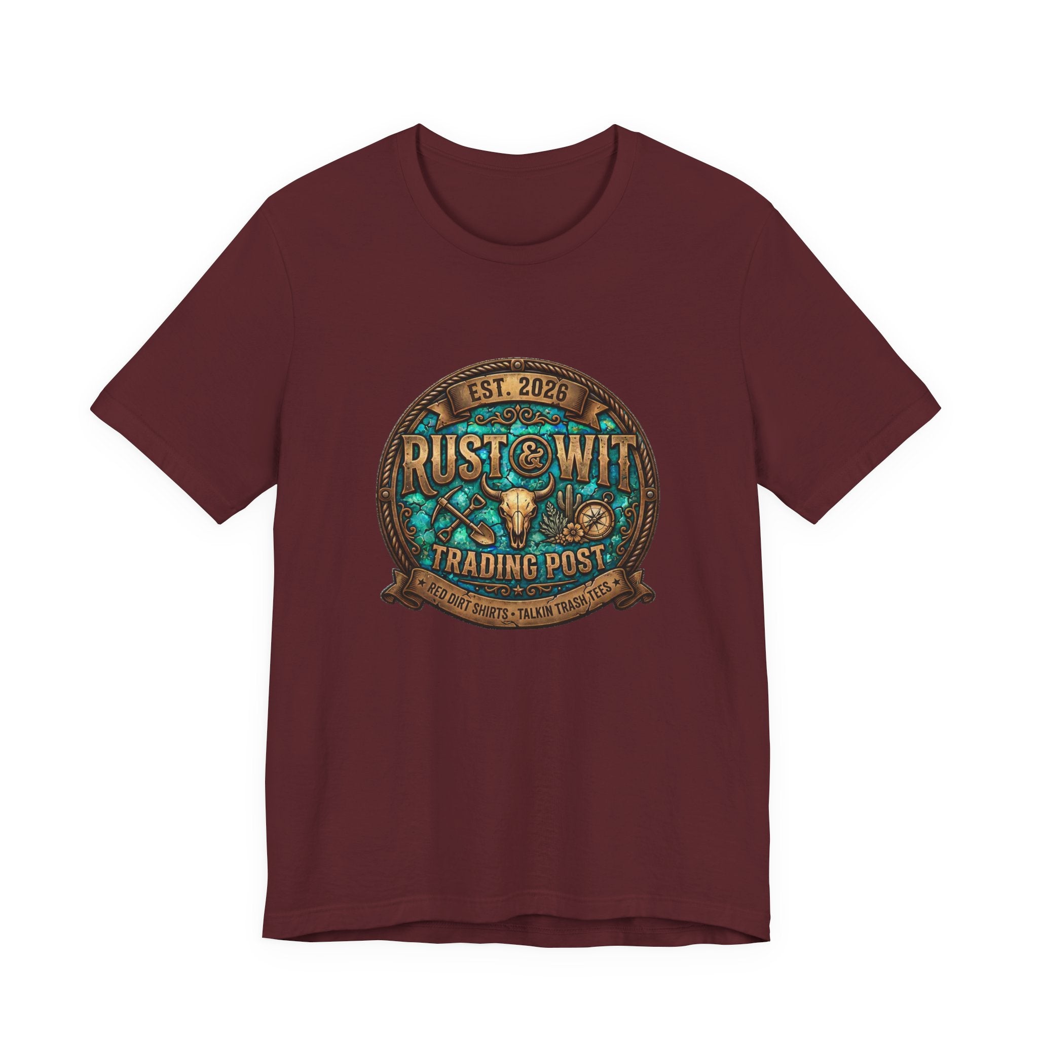 Rust & Wit Trading Post Graphic Tee — Vintage Western Badge T‑Shirt