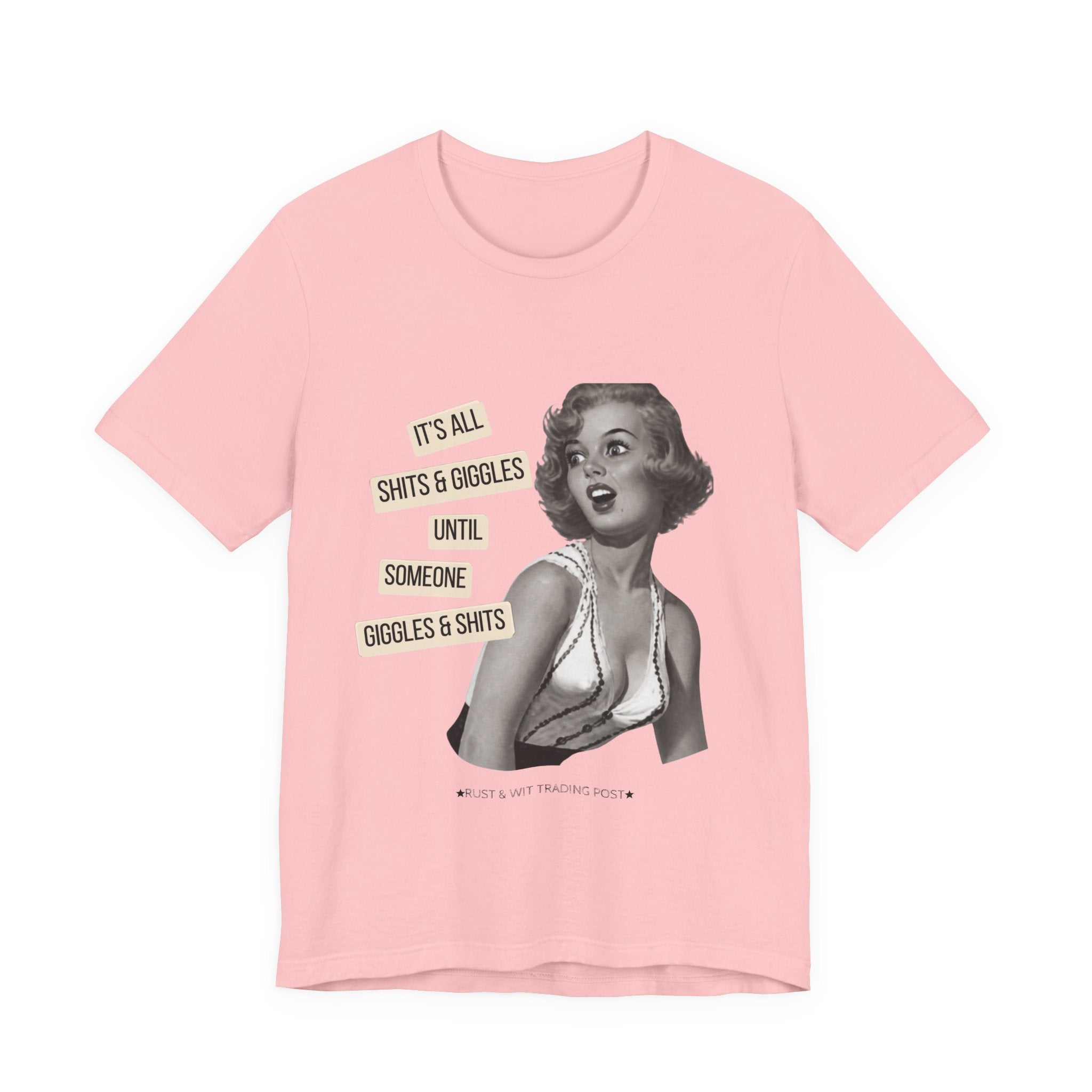 Graphic Tee — Retro Pin-Up 'It's All Shits & Giggles' Funny Vintage Shirt