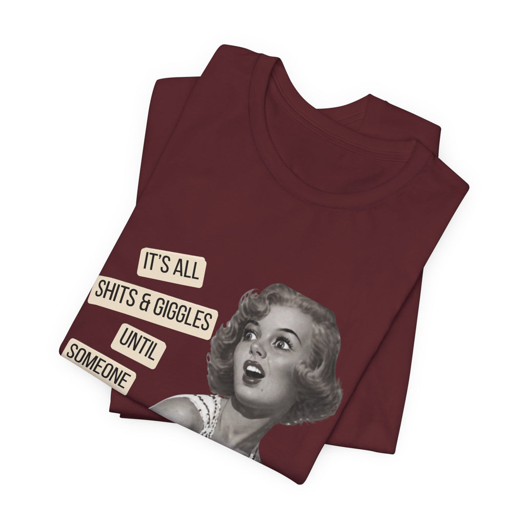 Graphic Tee — Retro Pin-Up 'It's All Shits & Giggles' Funny Vintage Shirt