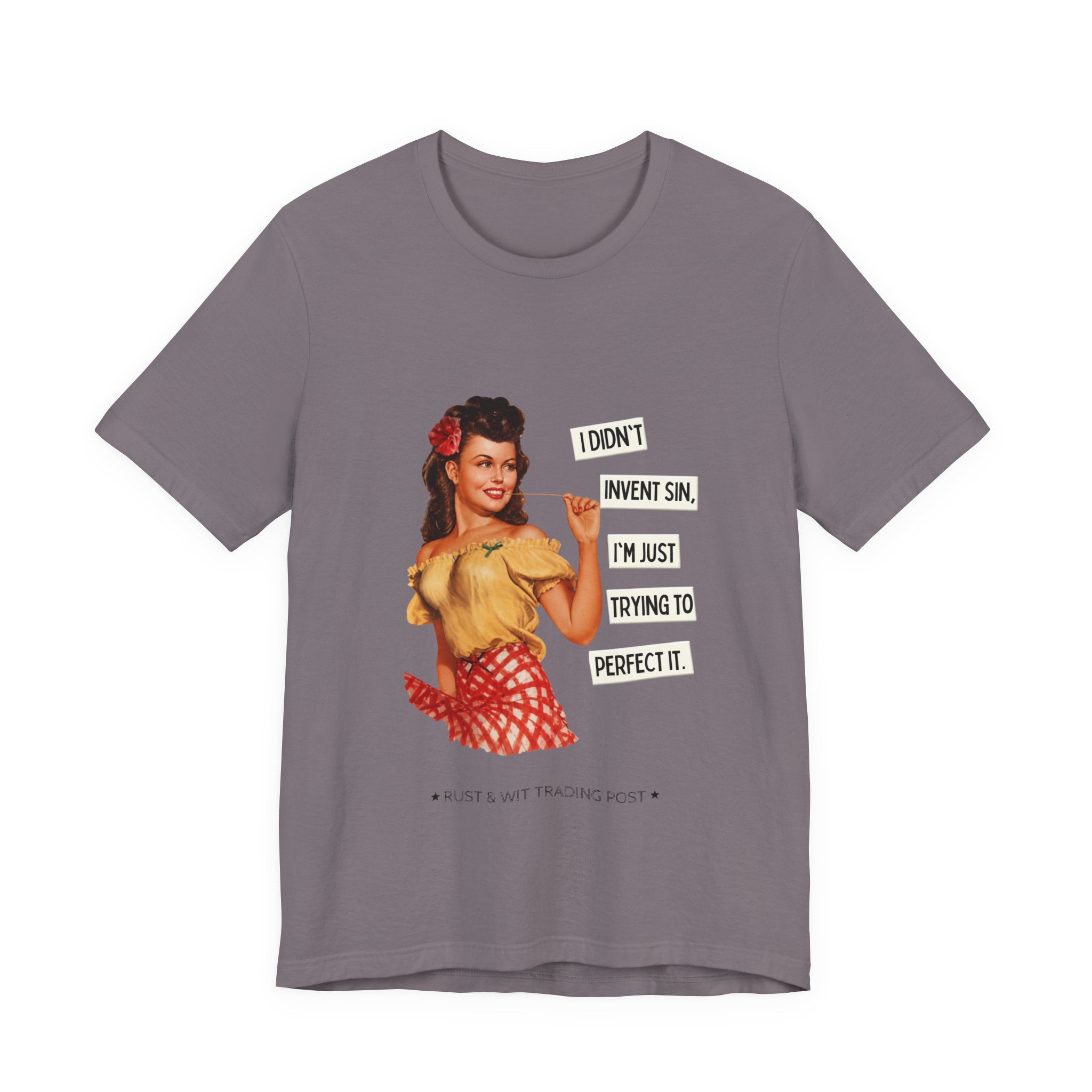 Vintage Pinup T‑Shirt — "I Didn't Invent Sin, I'm Just Trying to Perfect It"
