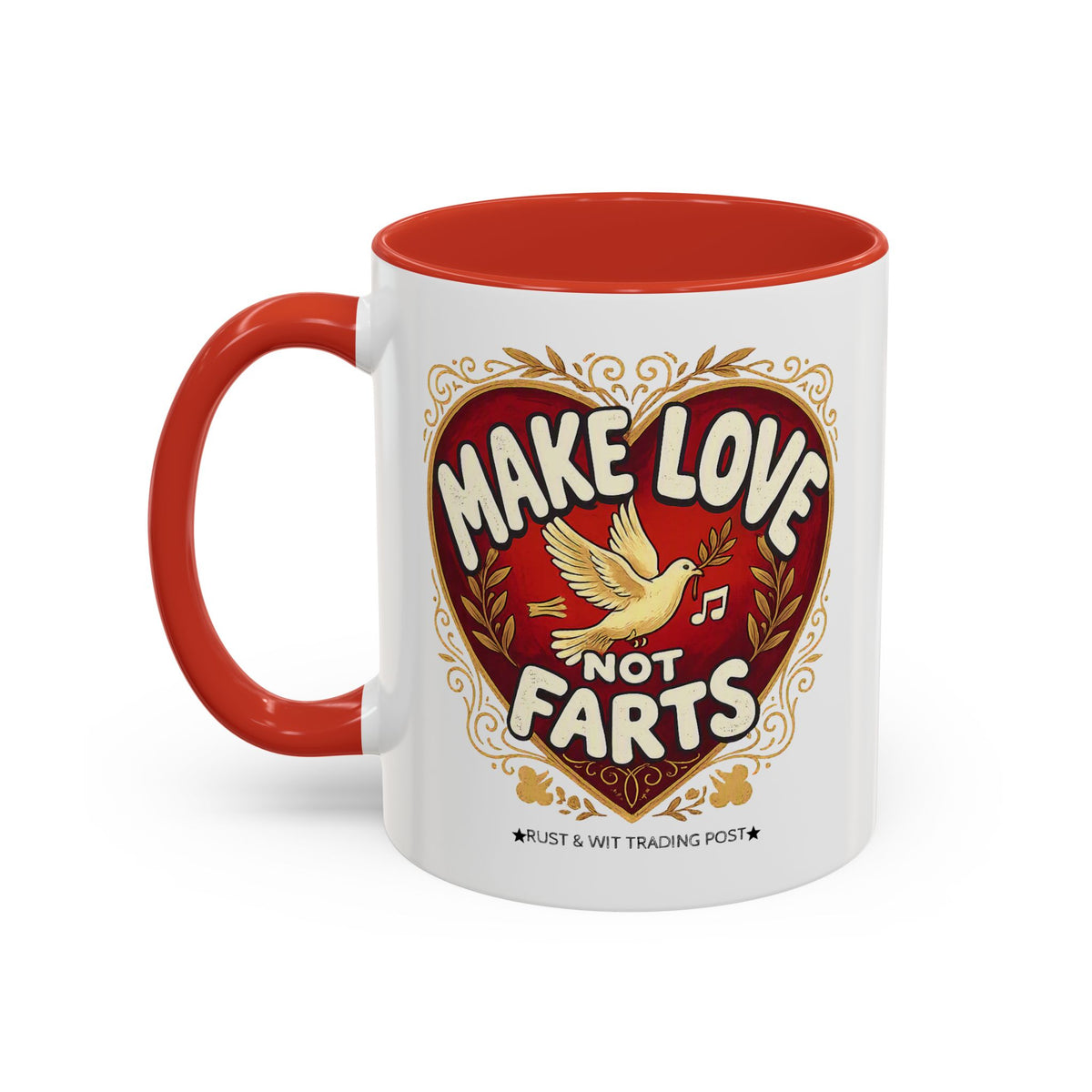 Make Love Not Farts — Funny Retro Heart Graphic Coffee Mug (11oz & 15oz)