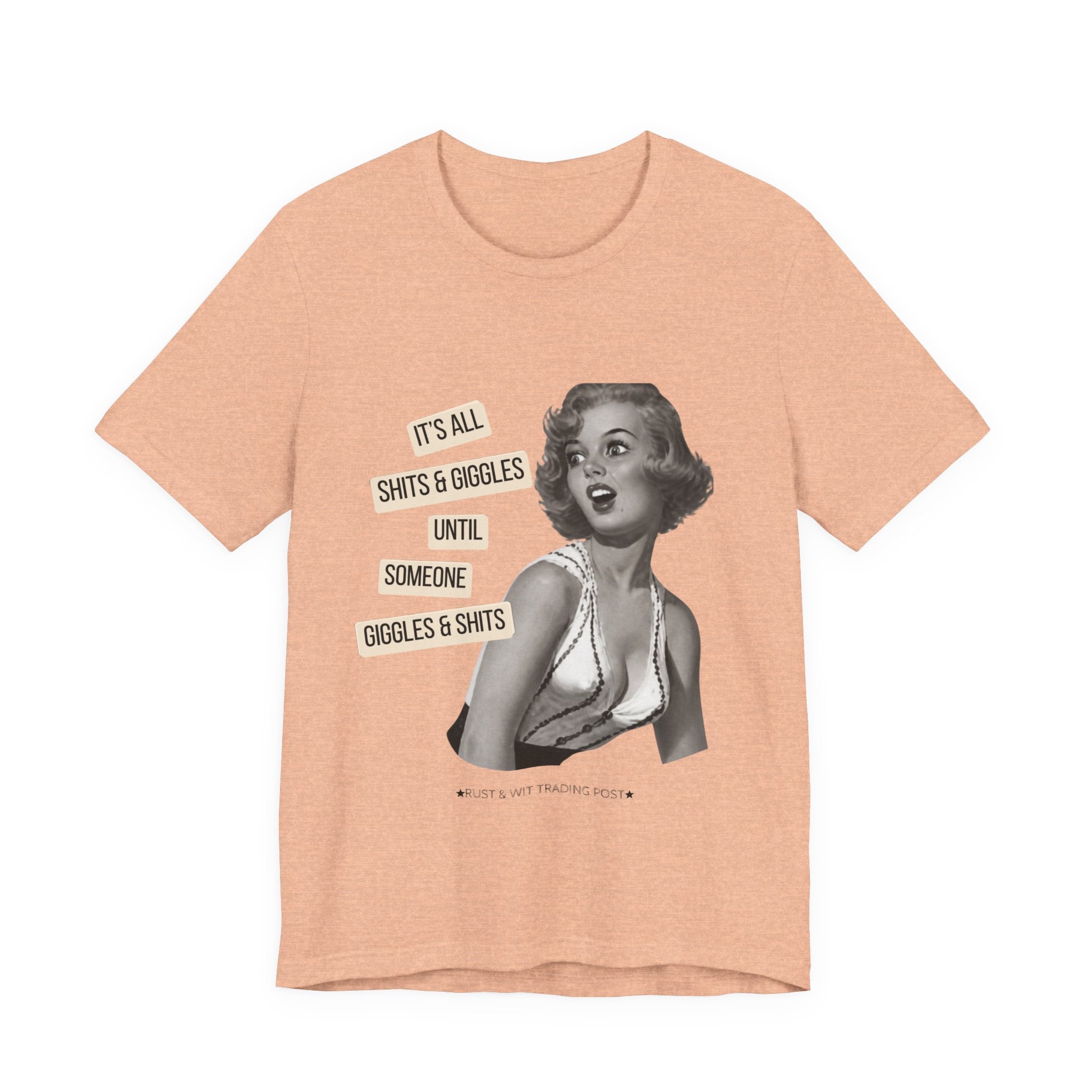 Graphic Tee — Retro Pin-Up 'It's All Shits & Giggles' Funny Vintage Shirt