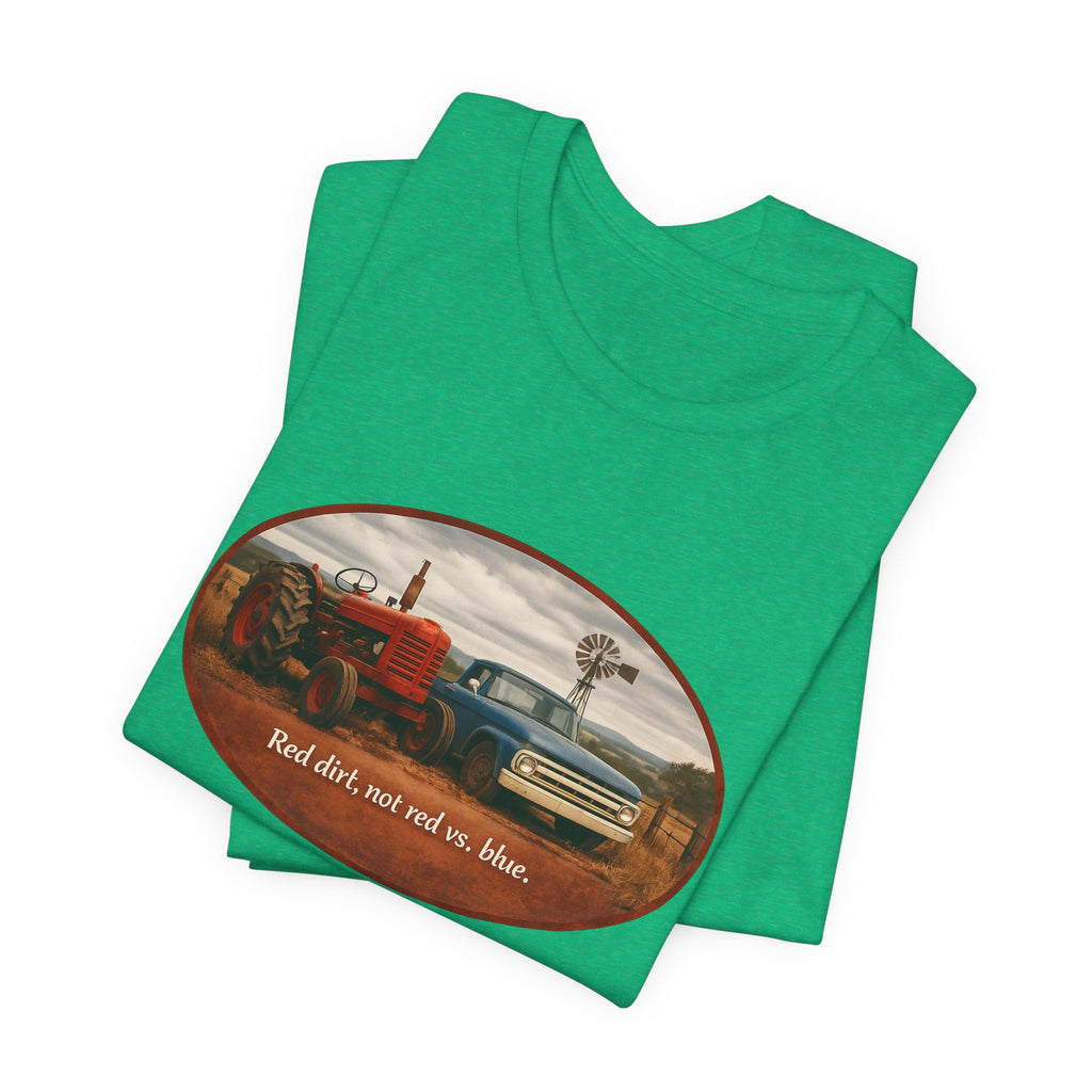 Vintage Farm Trucks Tee — "Red dirt, not red vs. blue."