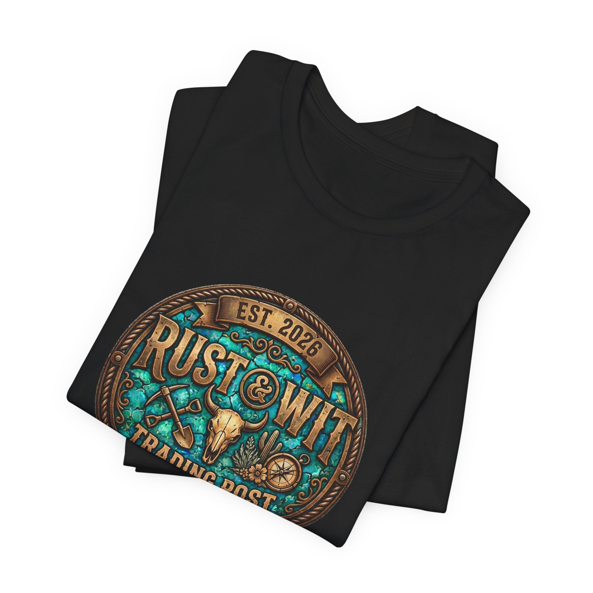 Rust & Wit Trading Post Graphic Tee — Vintage Western Badge T‑Shirt